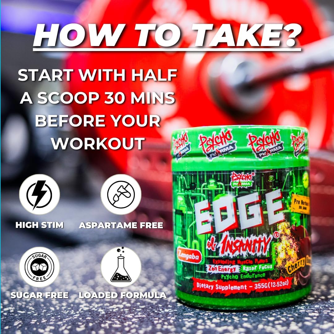 Psycho Pharma Edge of Insanity - Premium Quality Supplement for Focus & Mental Clarity - Best for Students, Gamers & Professionals