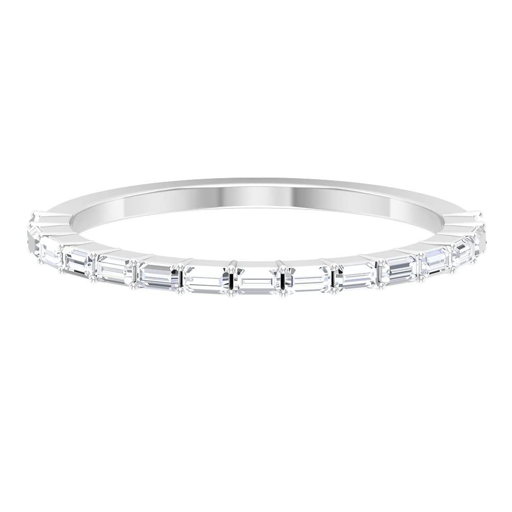 14K Solid Gold Moissanite Half Eternity Ring - Baguette Cut Moissanite Wedding Band for Women, Elegant Stackable Ring for Engagement, Anniversary & Special Occasions