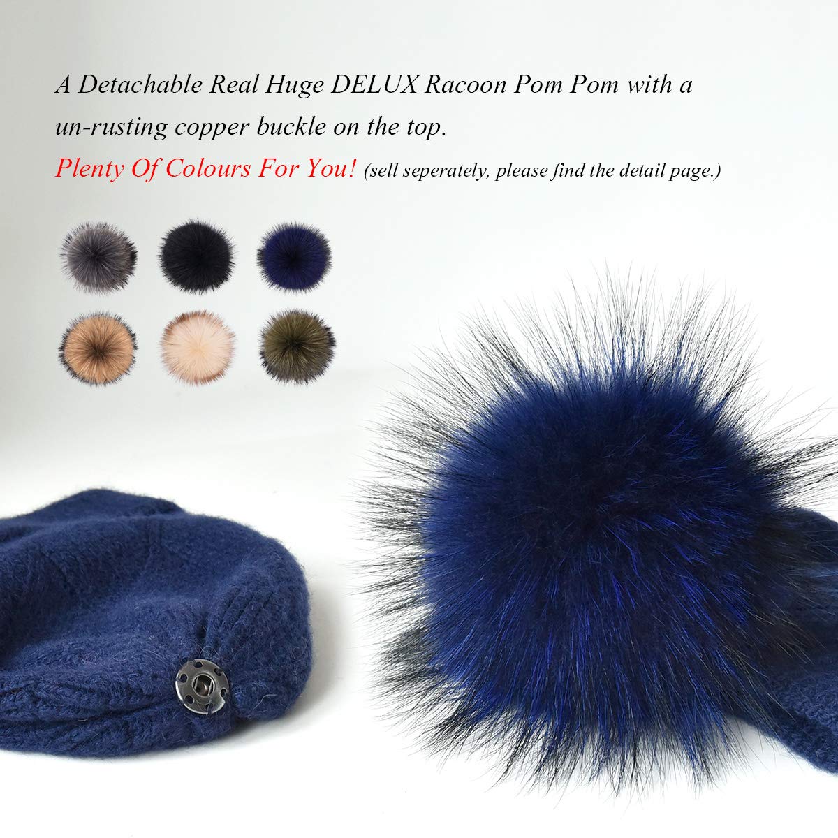 Women's Winter Fashion Hats - Cozy Fur Pom Pom Beanie with Knitted Cuff, Warm Wool Ski Cap for Cold Weather | Perfect for Skiing, Snowboarding & Outdoor Activities
