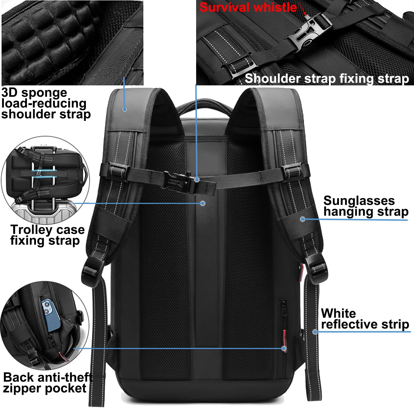Expandable 16-Gallon Vacpack Backpack - Sealed Compression for Travel & Carry On (A-Black) | Perfect for Camping & Hiking