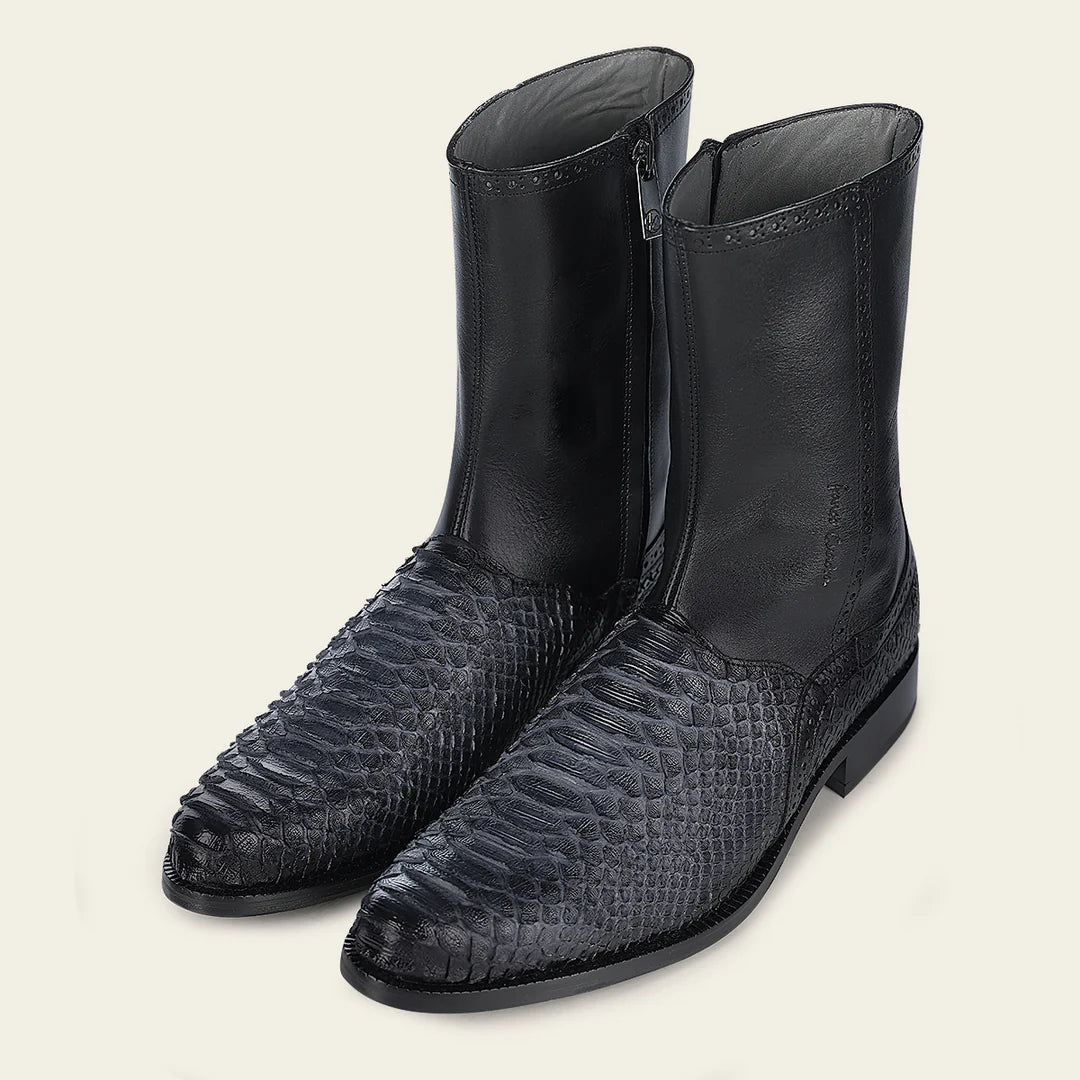 Franco Cuadra Men's Grey Casual Dress Ankle Boots with Python Skin Design - Perfect for Office, Parties & Everyday Wear