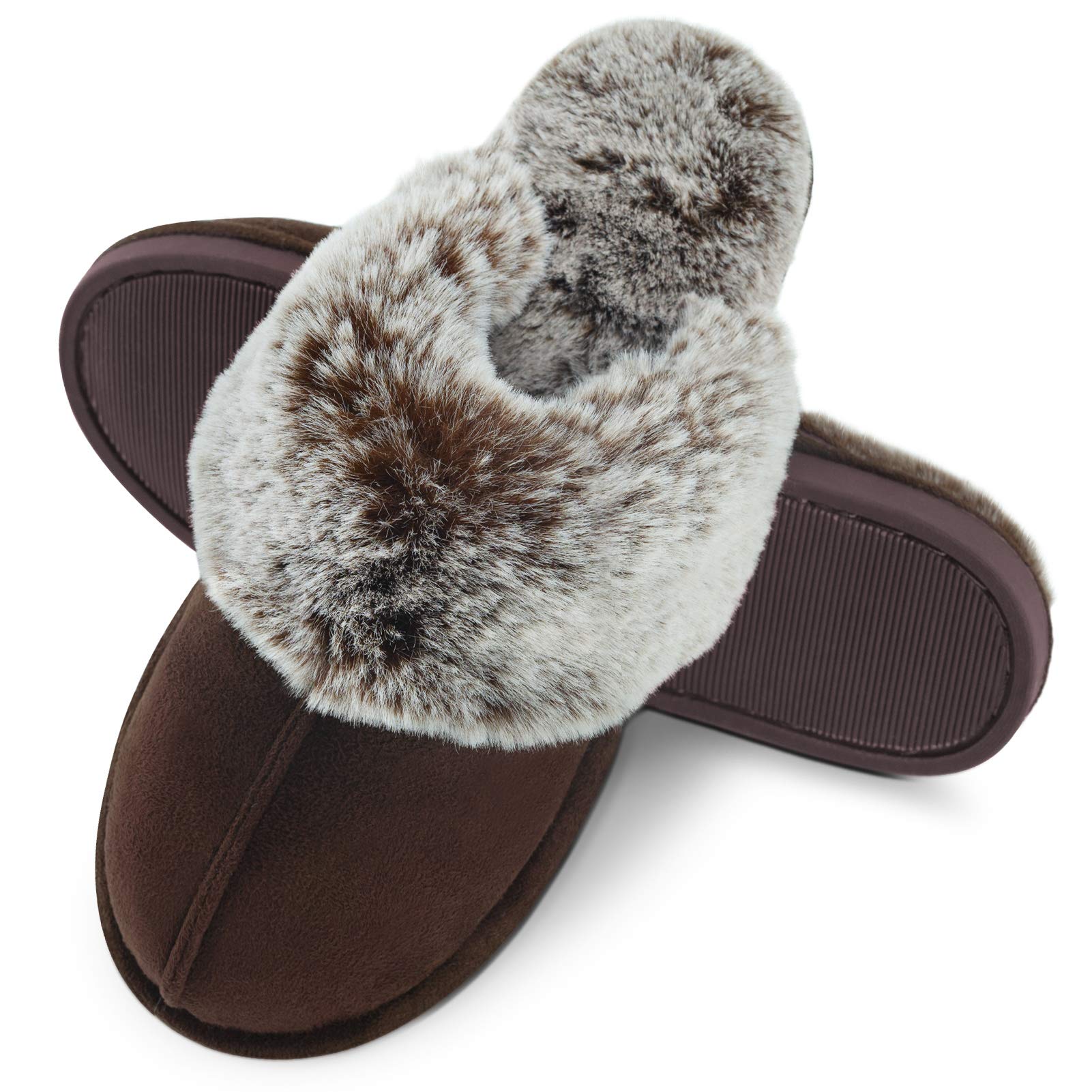 Women's Fuzzy Fluffy House Slippers - Cozy Faux Fur Indoor Shoes with Memory Foam & Anti-Skid Rubber Sole | Warm Soft Comfort for Home, Lounge, Winter Wear