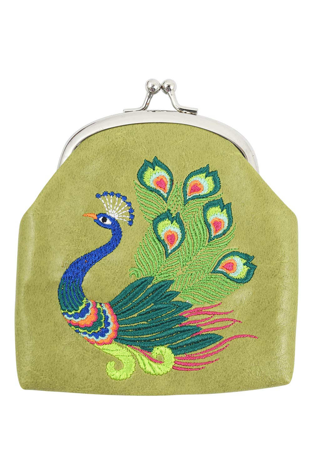 Eco-Friendly Peacock Embroidered Vegan Leather Coin Purse - Stylish Small Wallet for Women, Perfect for Parties, Travel & Daily Essentials