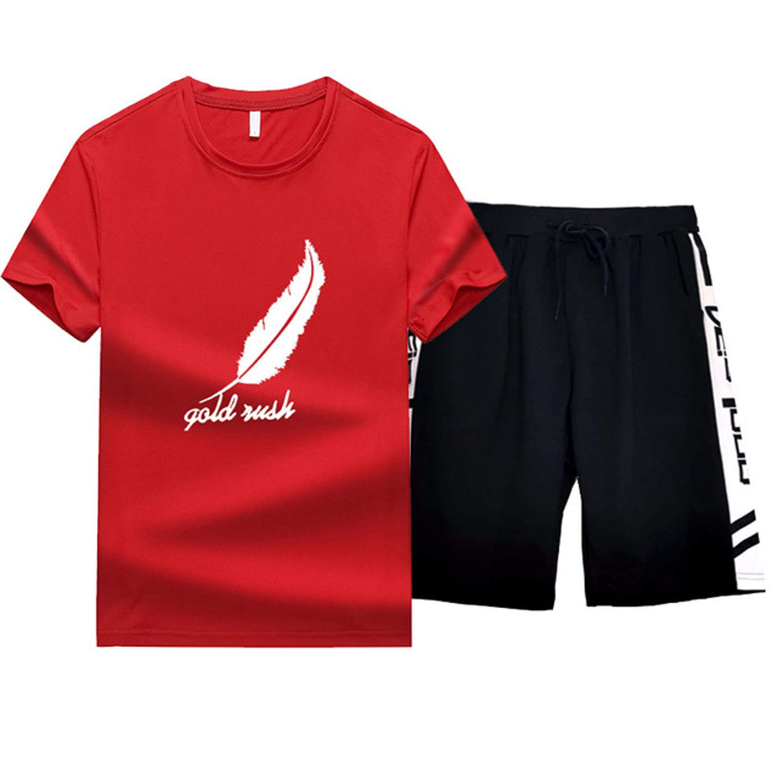 Men's Casual Tracksuit Set - Short Sleeve Running Jogging Athletic Sweatsuit for Workout & Gym | Xzbailisha Comfortable Sportswear for Men's Active Lifestyle