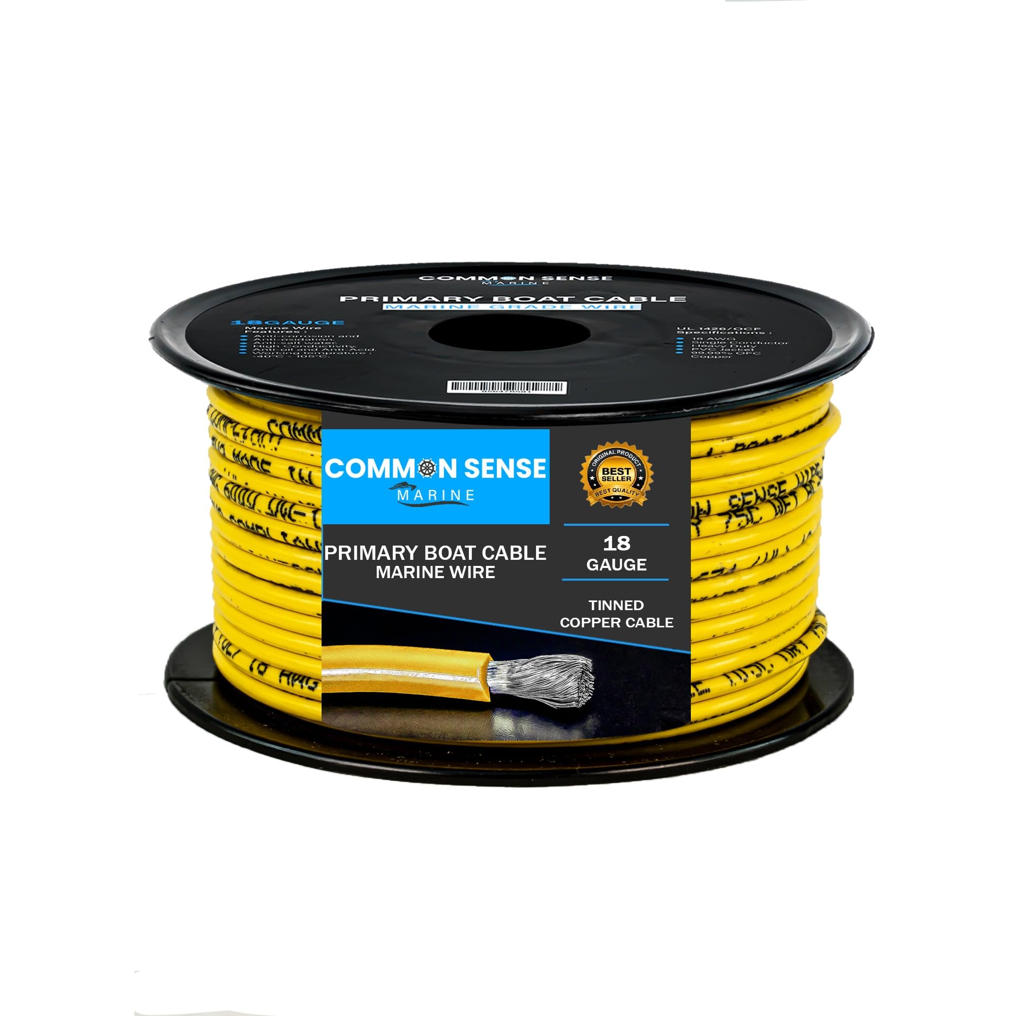 18 Gauge Primary Boat Cable - 1000 ft Marine Grade Wire Tinned Oxygen-Free Copper - 18 AWG UL 1426 Standard PVC Wire for Boat, Automotive, Speakers, Camper & Trailers - Perfect for Marine Electrical Systems, RV Wiring, and Audio Installations