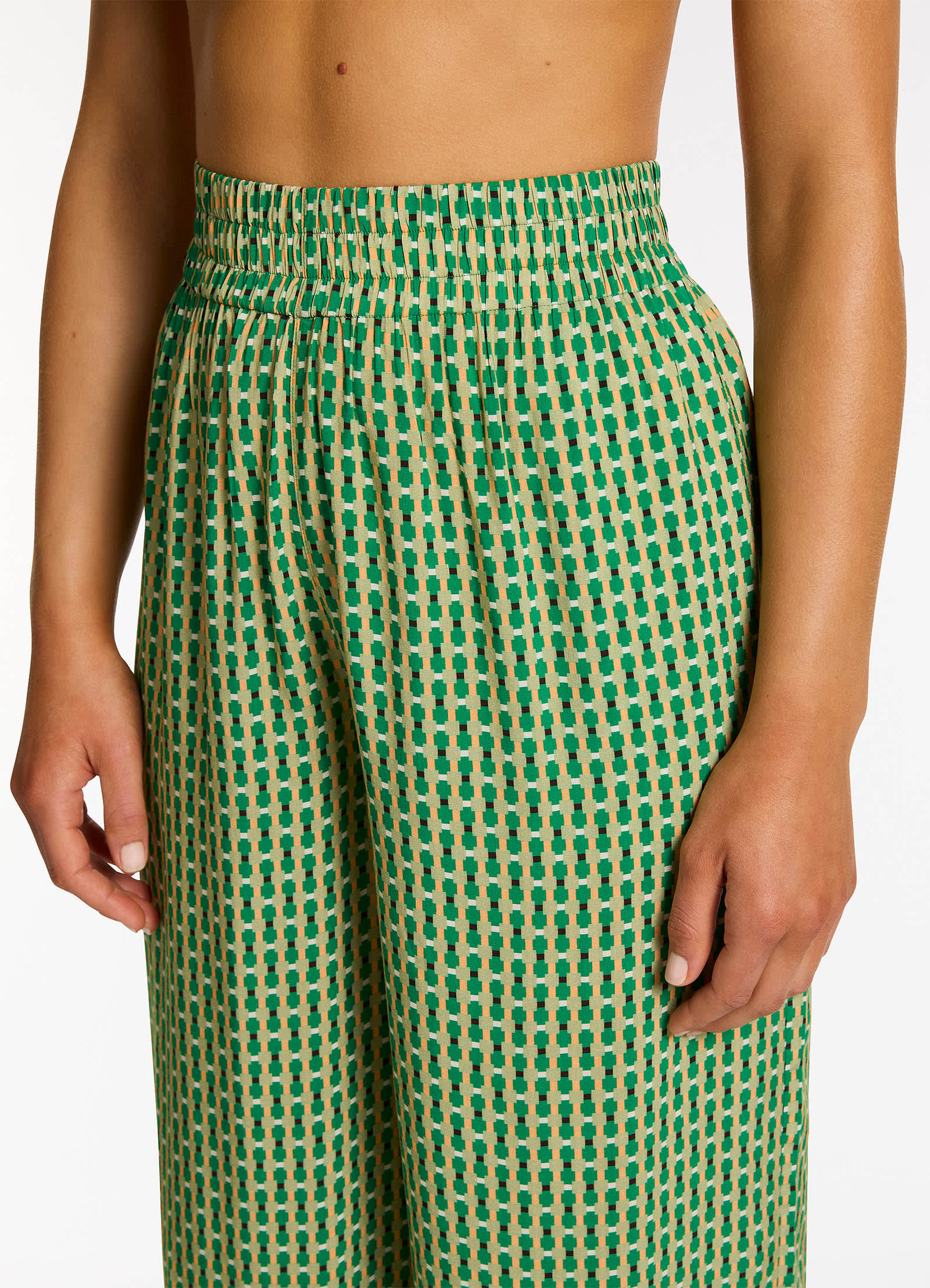 Mattala Geo Wide Leg Pants for Women - Floral Print High Waisted Palazzo Trousers - Comfortable Stretchy Fabric for Work, Travel & Casual Outfits