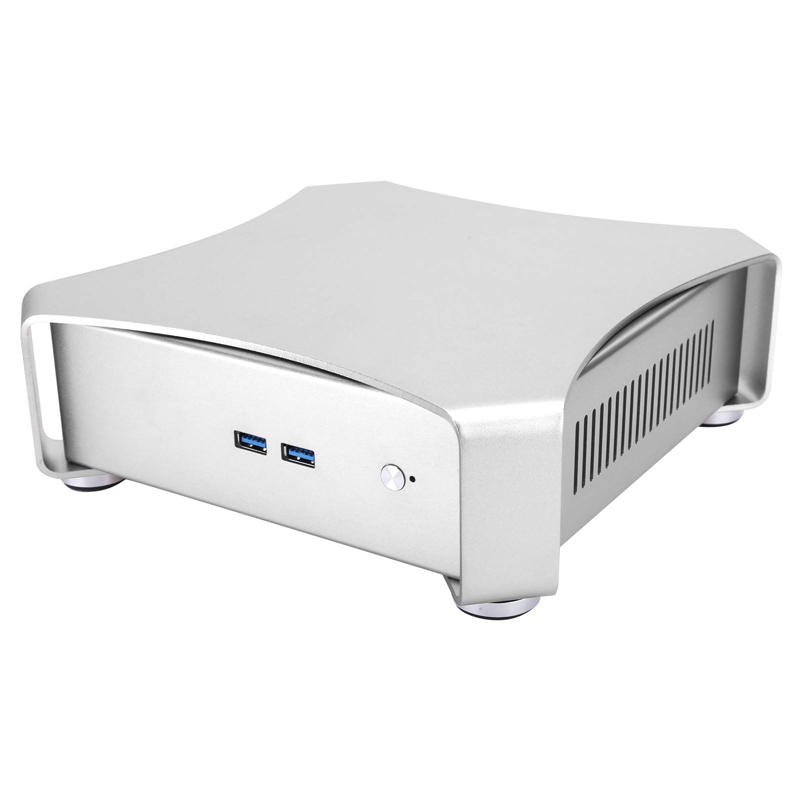 Mini ITX HTPC Computer Case - All Aluminum DIY Mini PC Gaming Chassis with USB 3.0 for Compact Desktop Gaming (Silver) | Perfect for Home Theater & Gaming Setups