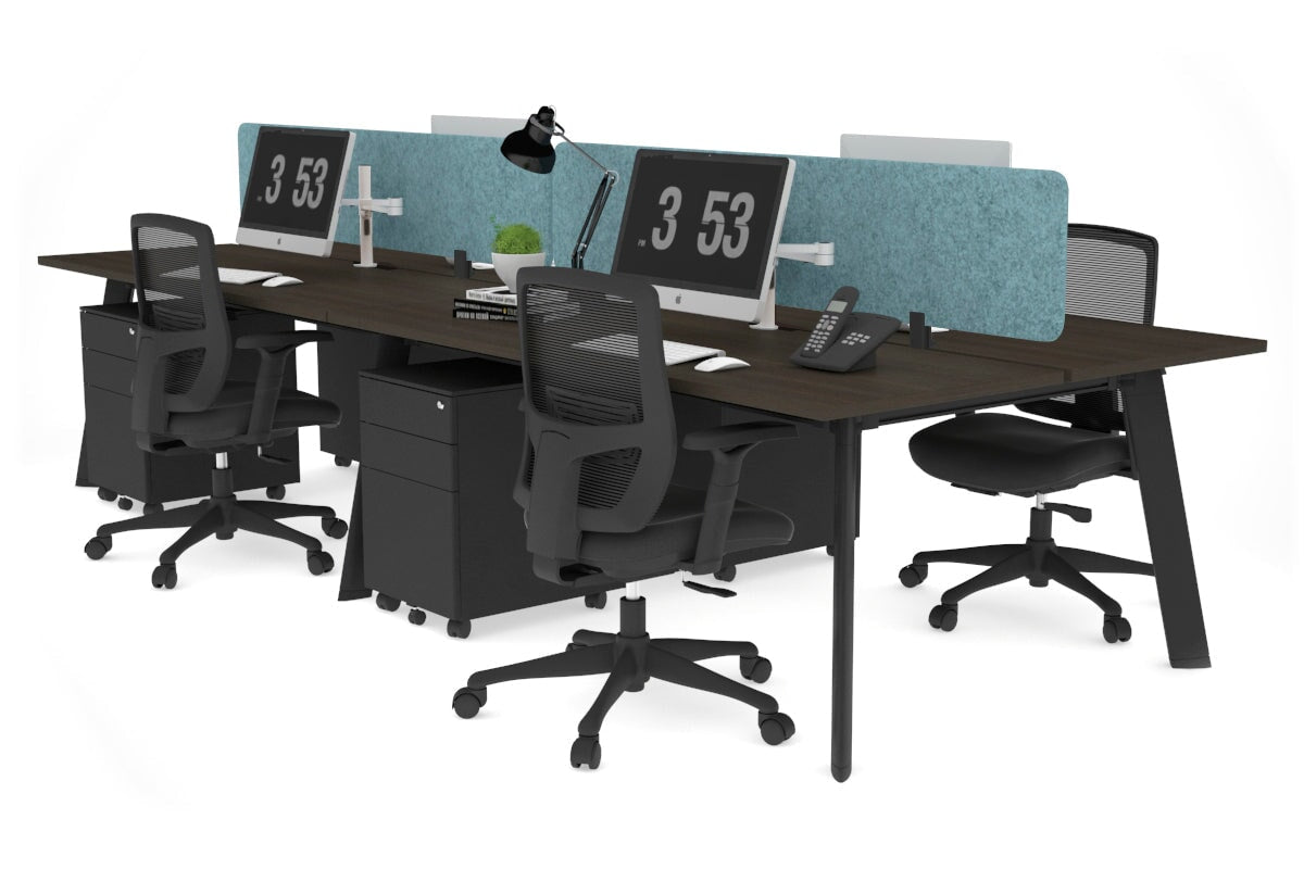 4-Person Workstation with Black Frame - 1200L x 800W Office Desk with Cable Management for Team Collaboration | Perfect for Open Offices, Coworking Spaces & Home Offices
