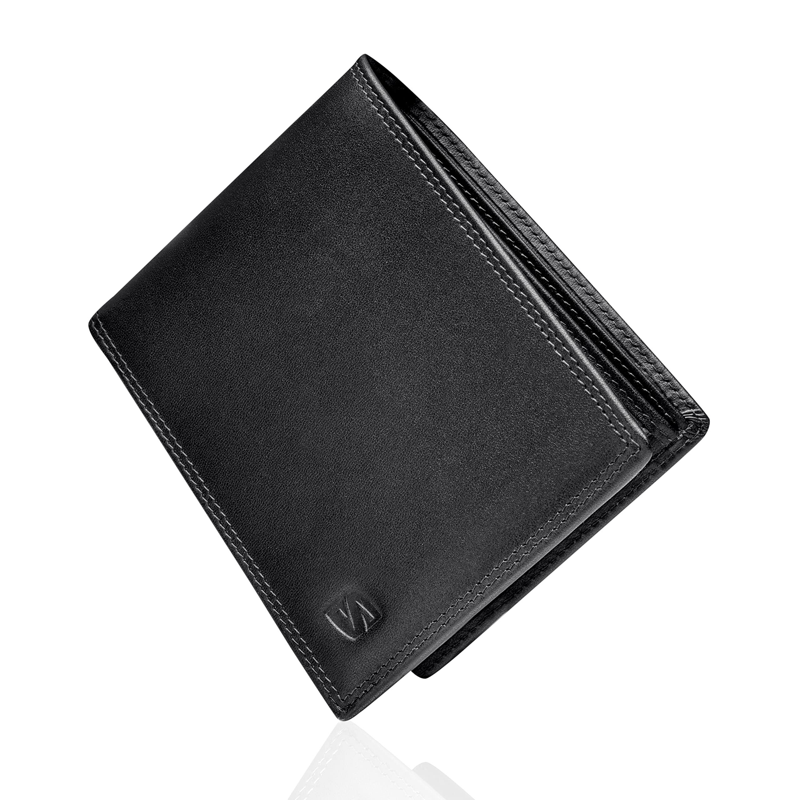 SERASAR Genuine Leather RFID Blocking Wallet for Men - 12 Card Slots, Black, Gift Box Included | Perfect for Everyday Use, Travel & Gifting
