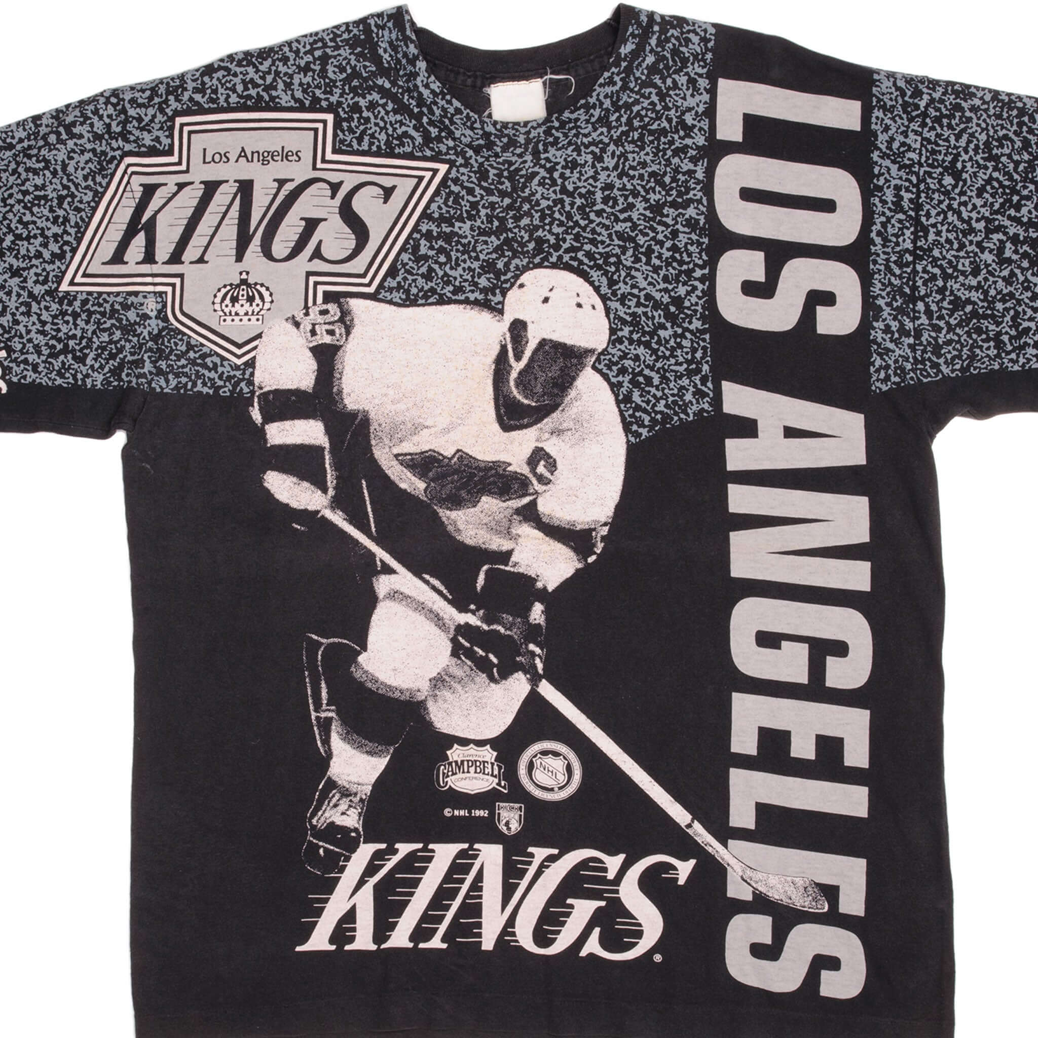 Vintage 1992 NHL Los Angeles Kings All Over Print Tee Shirt - Size XL - Made in USA - Perfect for Game Day, Fan Events & Retro Fashion