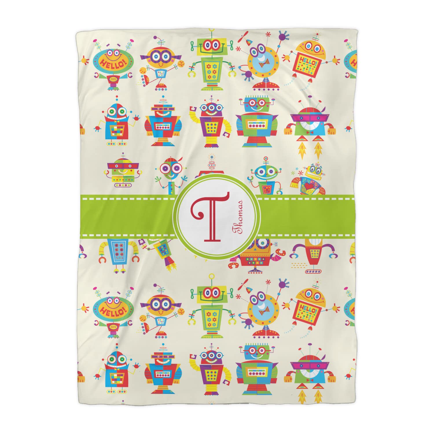Personalized Rocking Robots Comforter - Twin XL Size Soft Bedding Set for Kids & Teens | Perfect for Nursery, Bedroom Decor & Gift Giving