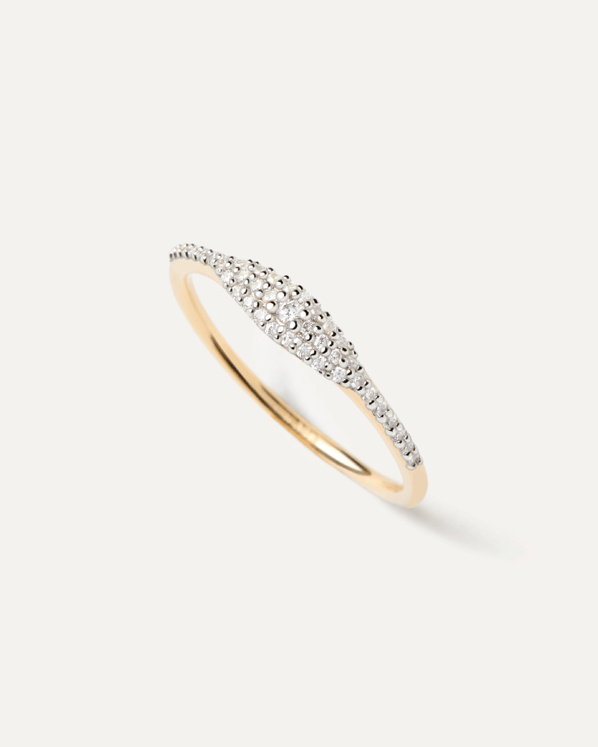 GRID Diamonds and Gold Estella Stamp Ring - Elegant Vintage Style Jewelry for Women | Perfect for Weddings, Anniversaries & Special Occasions