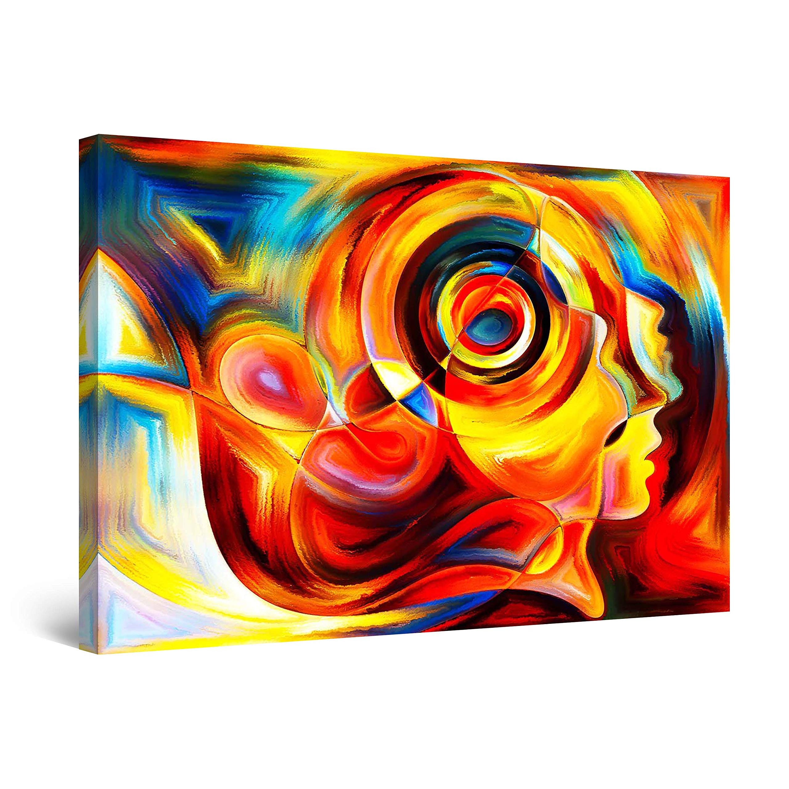 Startonight Abstract Faces Freddie Canvas Wall Art Painting - Framed 24x36 Inches - Modern Home Decor for Living Room, Bedroom & Office