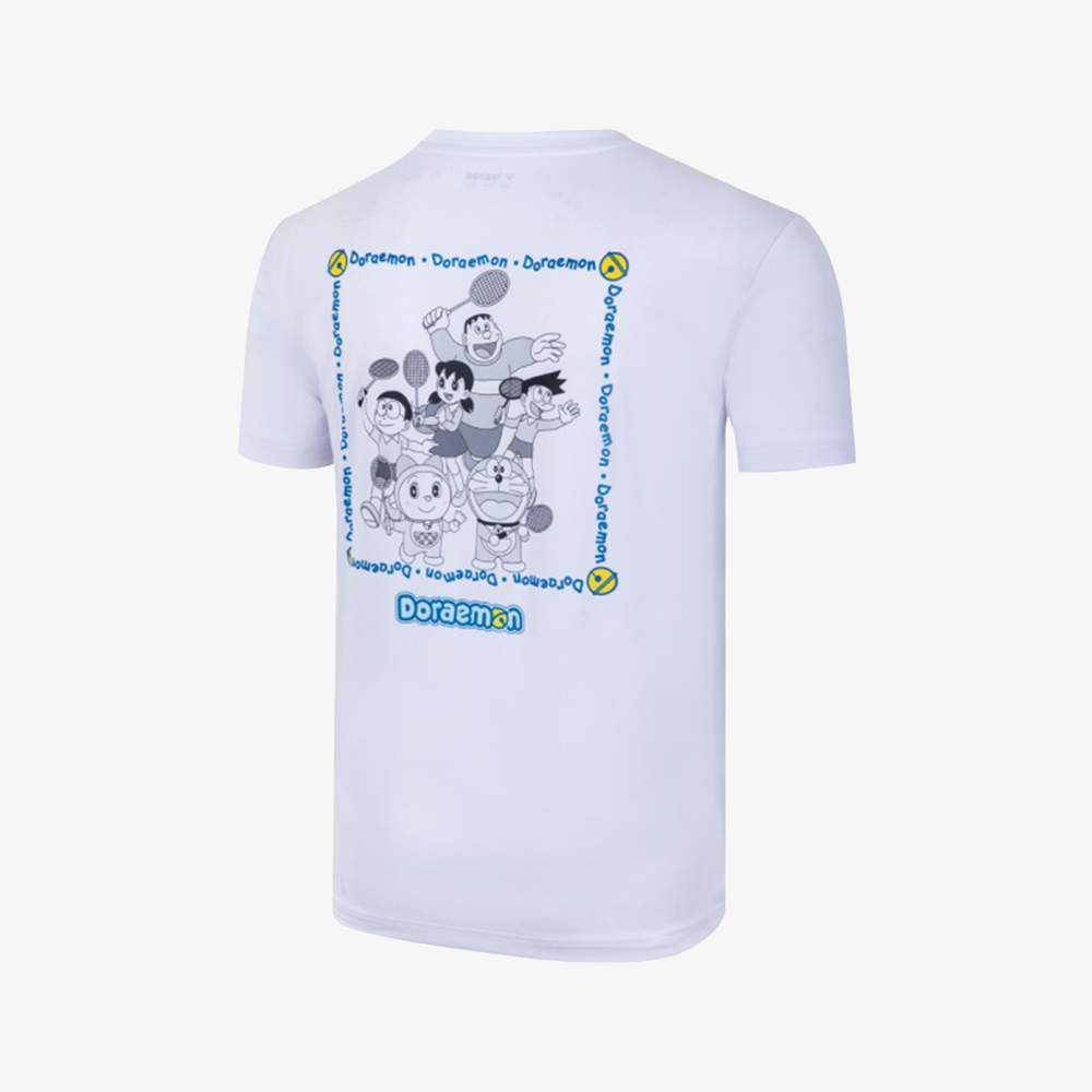 Victor x Doraemon Anime Graphic Unisex T-Shirt - Soft Cotton Casual Tee for Men & Women (White) | Perfect for Cosplay, Anime Conventions & Everyday Wear