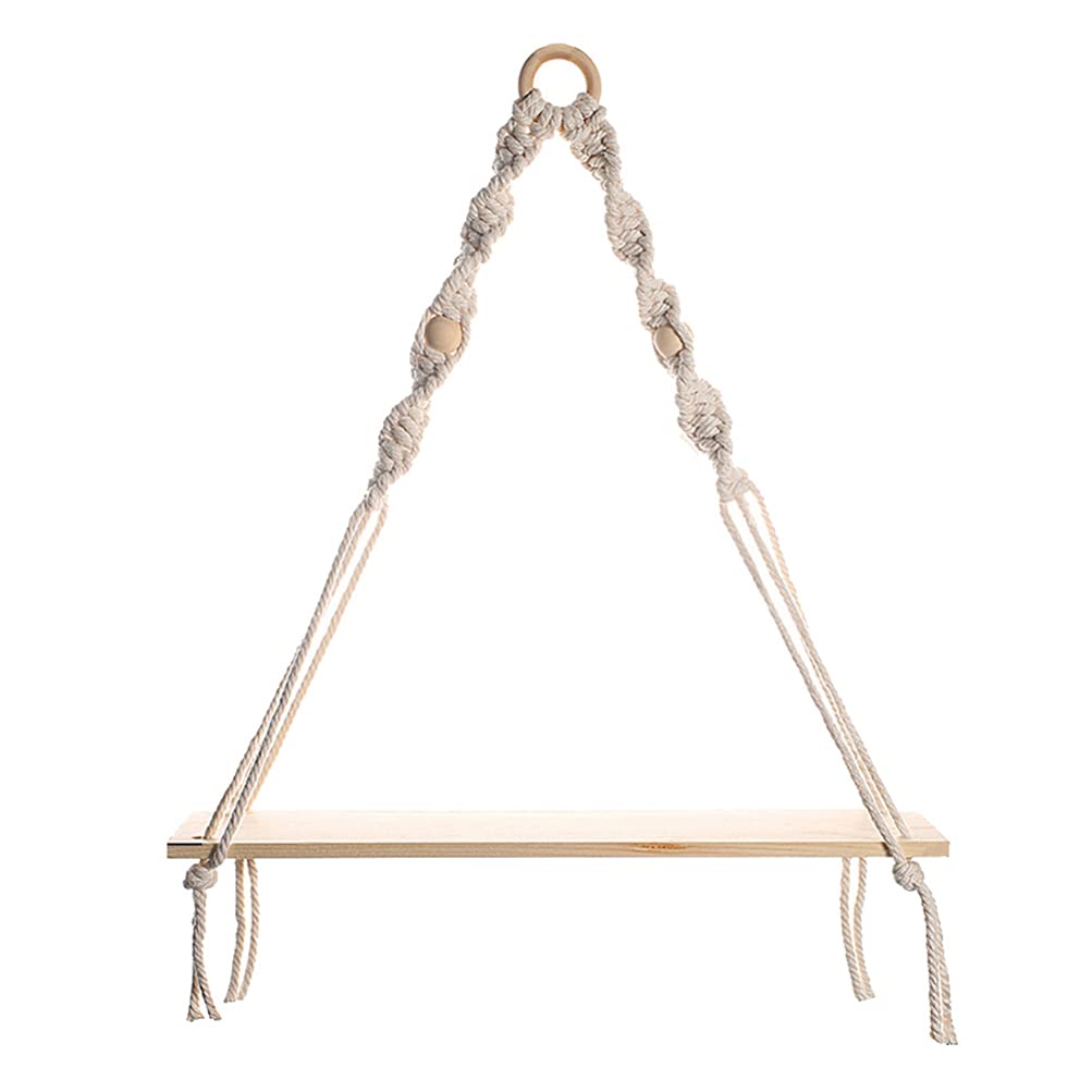 1pc Bohemian Style Macrame Wall Shelf with Wooden Board & Tassels - Handmade Decorative Storage Rack for Home Decor, Hanging Tapestry Display - Perfect for Living Room, Bedroom, or Boho Chic Interior Design