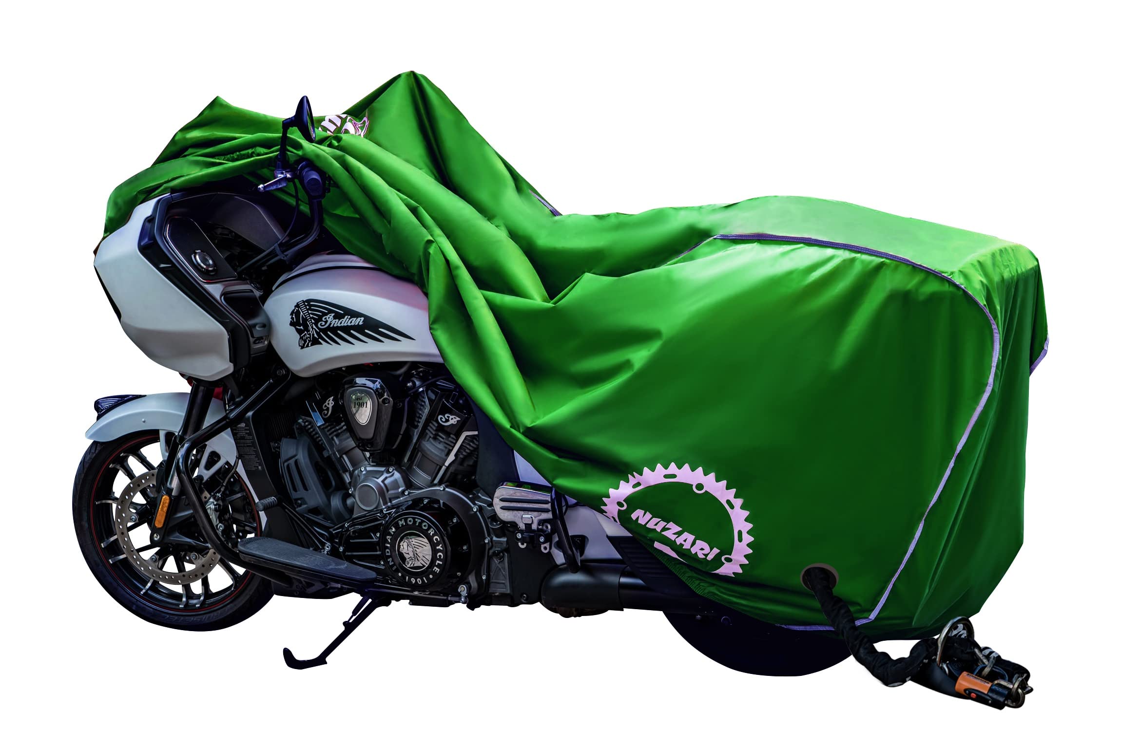Nuzari Premium Waterproof Motorcycle Cover for Outdoor Storage - Heavy Duty Harley Davidson Bike Cover - XXL Motorcycle Accessories for Travel & Long-Term Protection