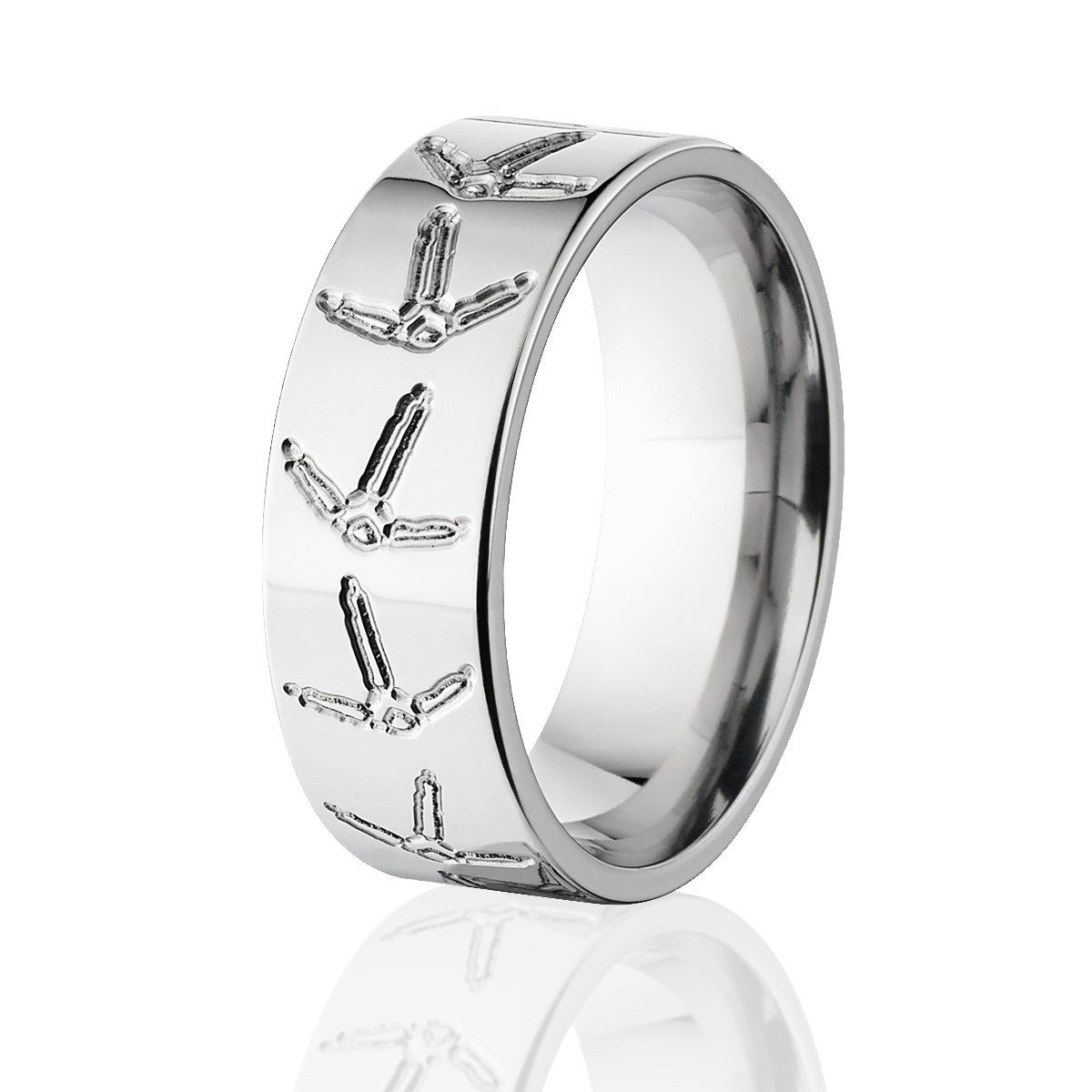 Premium Titanium Ring for Men - Engraved Turkey Track Design, Durable Hunting Jewelry, Bowhunter Gift - Perfect for Outdoor Enthusiasts & Wildlife Lovers