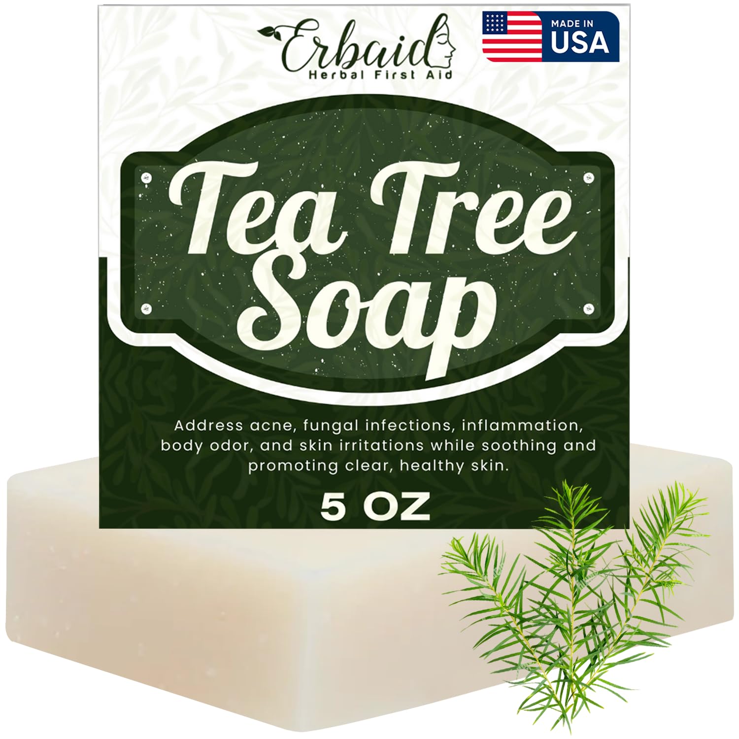 Tea Tree Oil Soap Bar for Face & Body - Natural Acne Treatment & Skin Irritation Relief - Deep Cleansing & Hydrating Facial & Body Cleanser - Fights Breakouts & Soothes Skin - Perfect for Daily Skincare Routine & Sensitive Skin Care