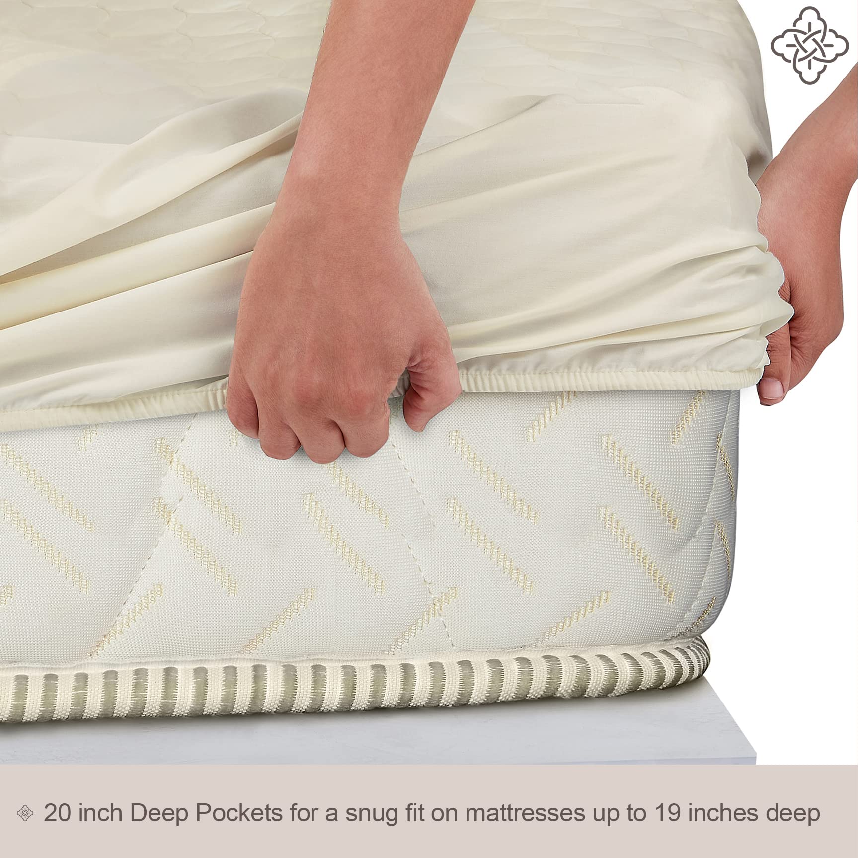 Bioweaves 100% Organic Cotton Mattress Pad Cover - GOTS Certified Cooling Quilted Fitted Mattress Topper & Protector with Soft Cotton Wadding - 20 Inch Deep Pocket for Queen Size Bed - Perfect for Hot Sleepers & Allergy Relief