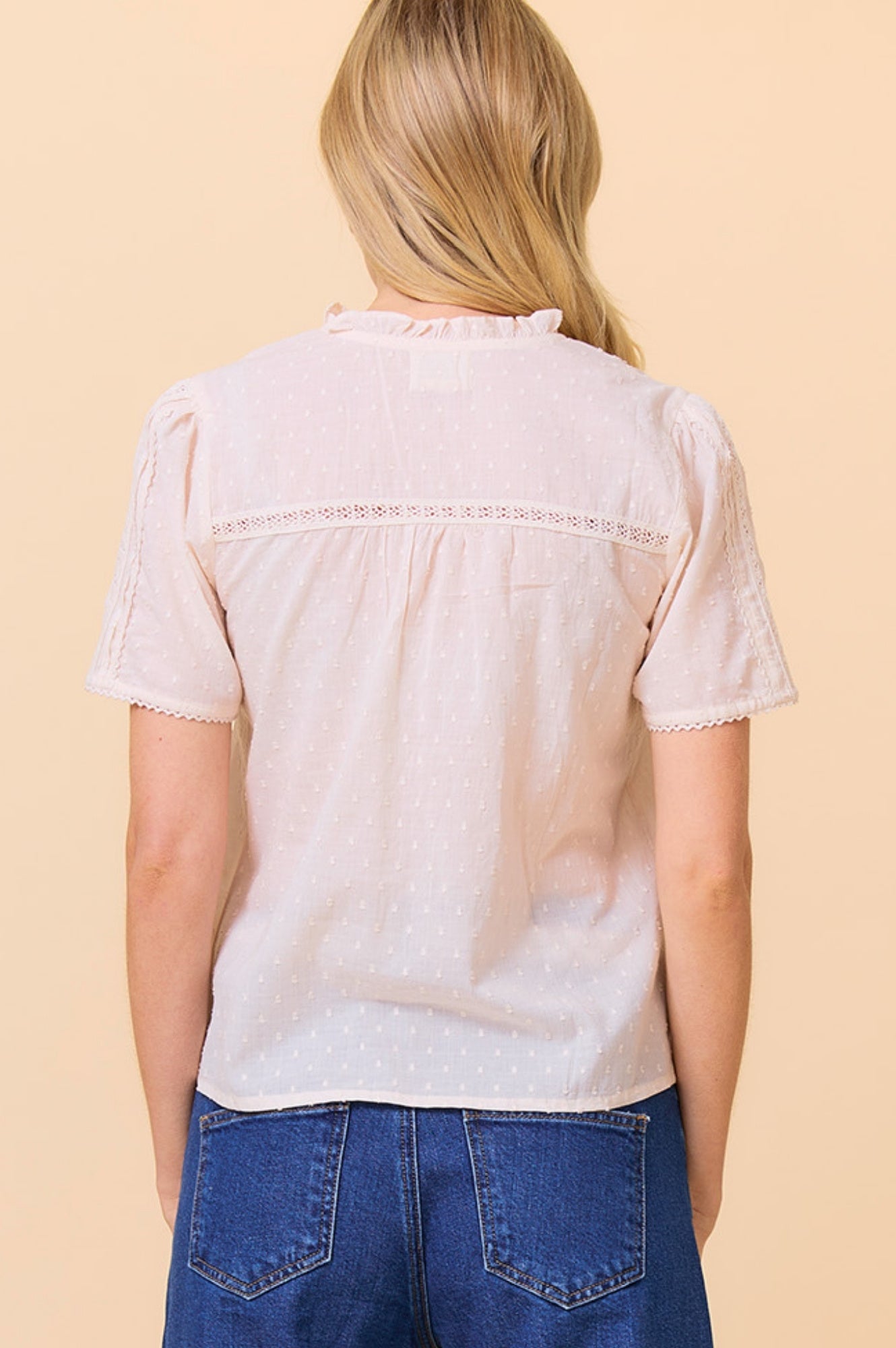 Vienna Short Sleeve Blouse for Women - Soft Cream Top with Floral Embroidery - Perfect for Summer Outfits, Office Wear & Casual Dates