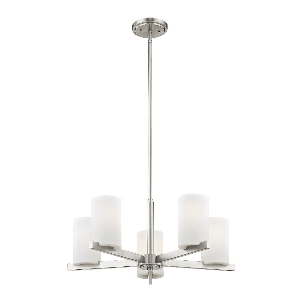 Livex Lighting 1325-91 Astoria 5-Light Chandelier in Brushed Nickel Finish - Elegant Ceiling Light Fixture for Dining Room, Living Room & Bedroom Decor