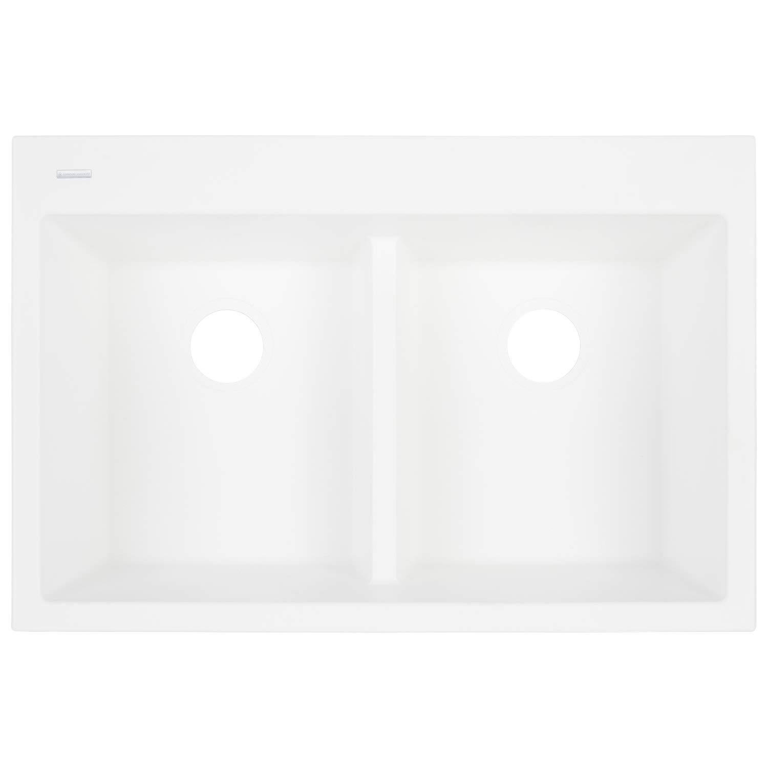 Signature Hardware 441670 Algren 33-Inch Drop-In Double Basin Granite Composite Kitchen Sink - Black, Perfect for Modern Farmhouse & Contemporary Kitchen Remodels