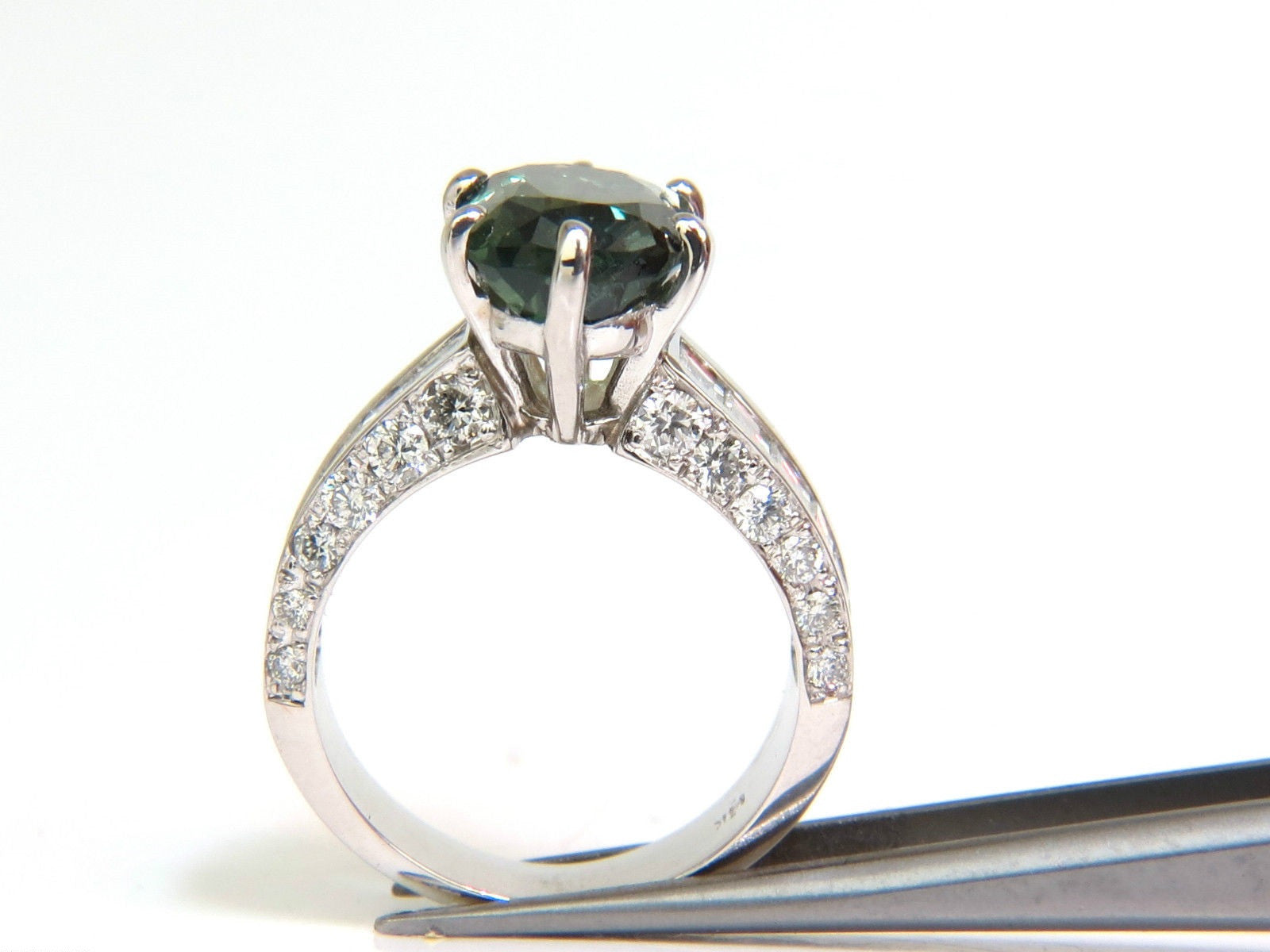 7.60CT Natural GIA Certified Green Chrysoberyl Diamond Ring for Women - Elegant Engagement, Wedding & Anniversary Jewelry Gift