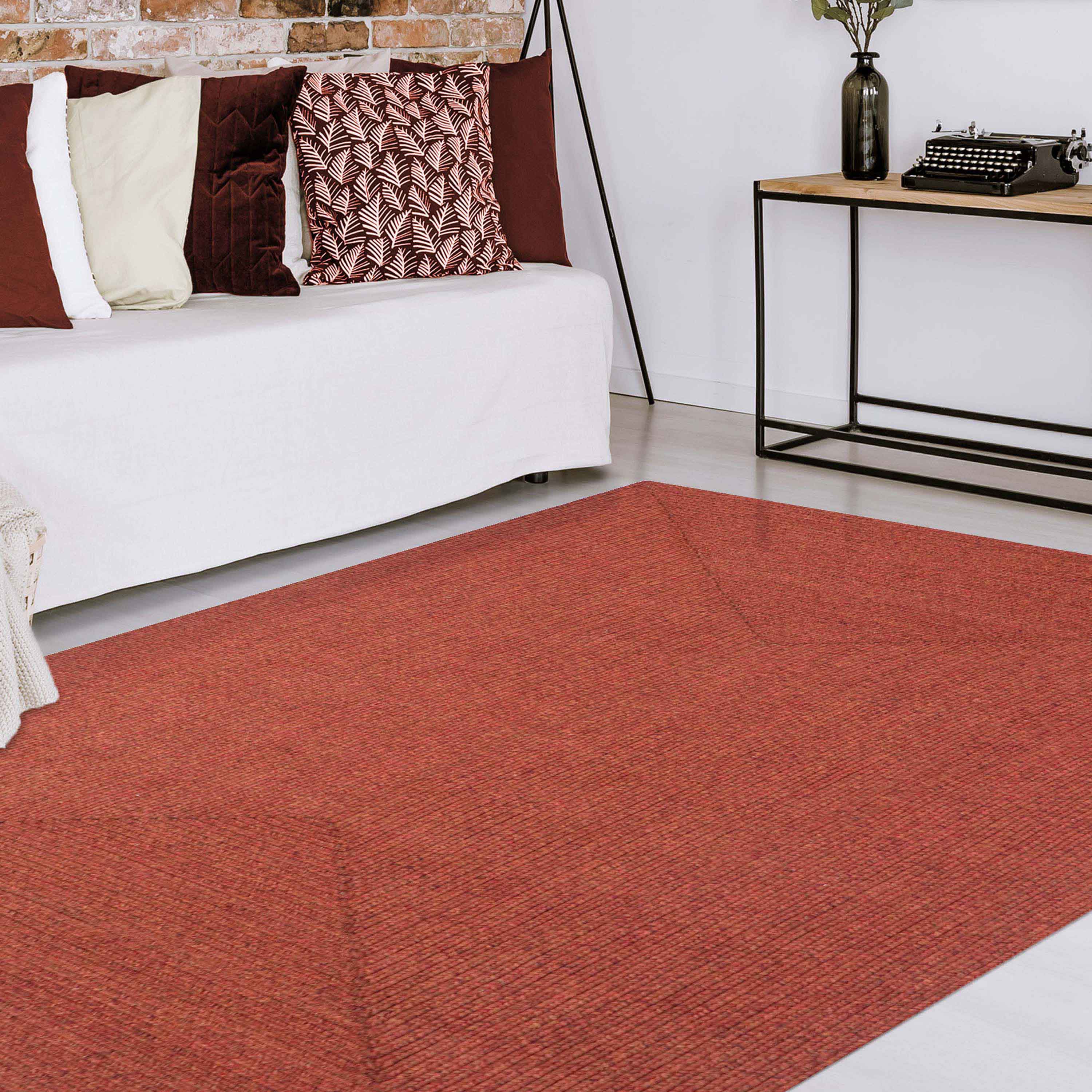 Bohemian Rectangle Braided Area Rug - Non-Slip Indoor Outdoor Rug for Living Room, Bedroom, Patio - Soft Woven Jute Natural Fiber Floor Mat for Home Decor
