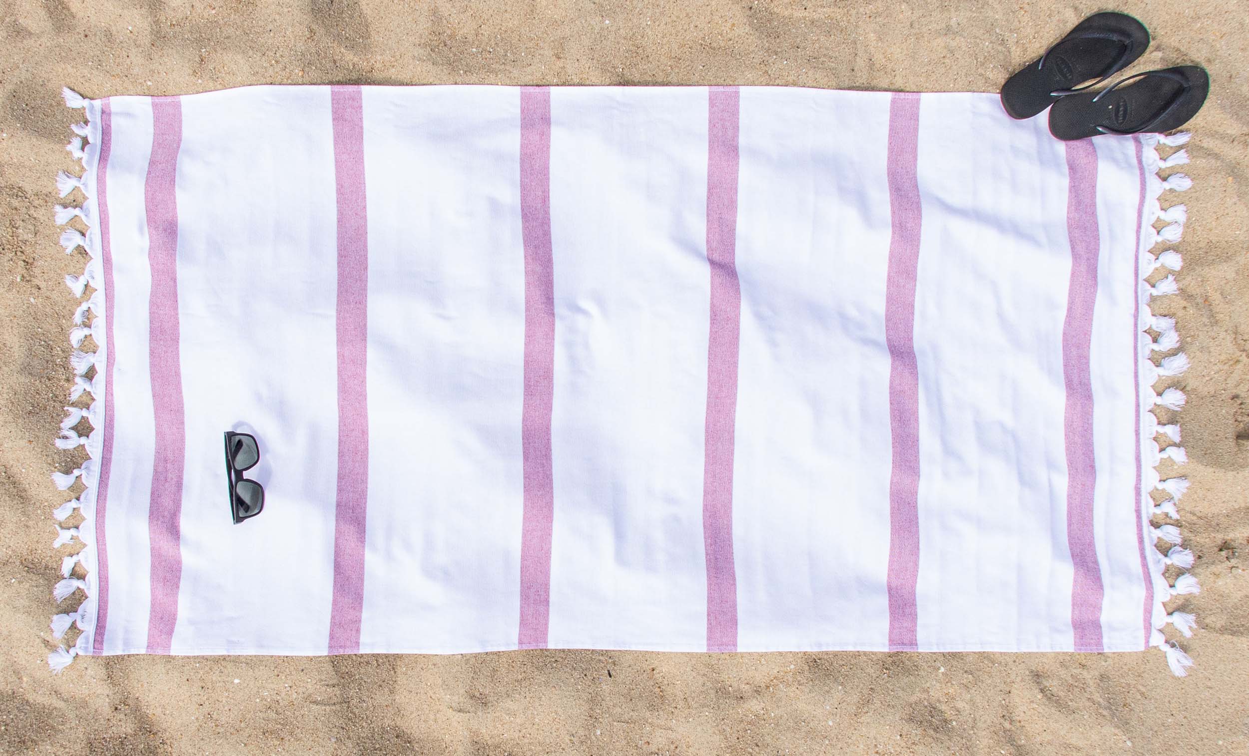 Premium Tropical Cabana Stripe Fouta Beach Towel Set - 2 Piece Quick Dry Bath Towels with Decorative Tassels | Perfect for Pool, Beach, Vacation & Spa Days