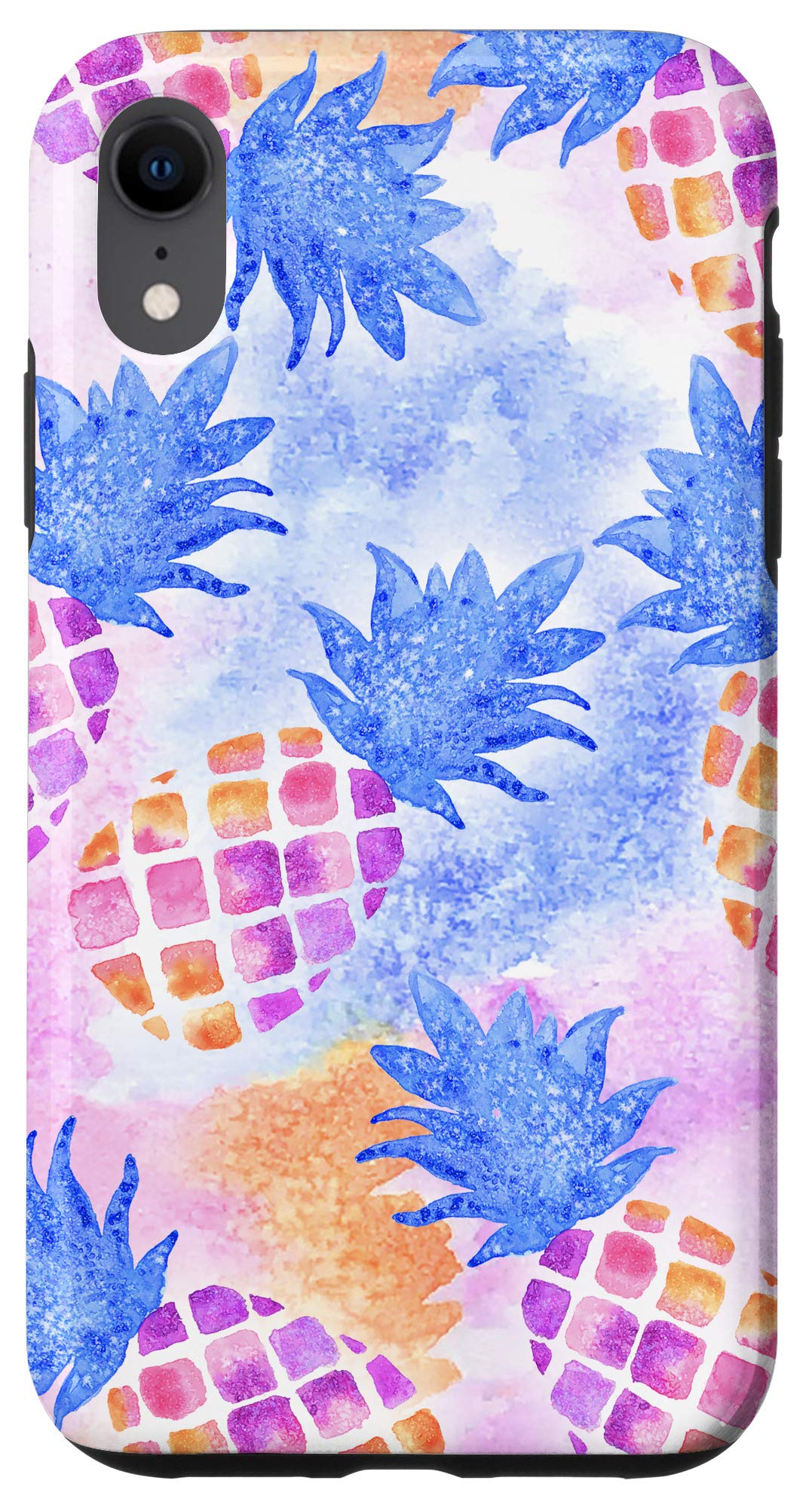 iPhone XR Case - Coconut Girl Tie Dye Hawaiian Print Pineapple Design - Trendy Preppy Protective Cover for iPhone XR - Perfect for Beach Vacations, Summer Outings & Tropical Themed Parties