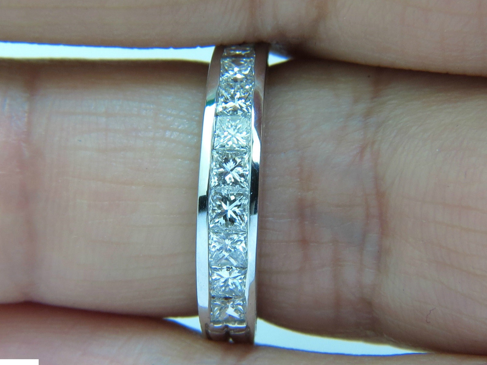 14KT .72CT Diamond Edwardian Deco Revival Band Ring - Princess Cut for Women, Vintage Style Wedding & Engagement Jewelry, Perfect for Anniversaries & Special Occasions