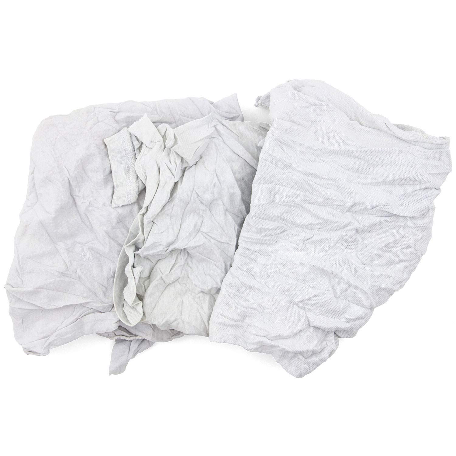 Hospeco Reclaimed White T-Shirt Knit Rags - 25 Lbs Brick Pack | Eco-Friendly Cleaning Cloths for Garages, Workshops & Industrial Use