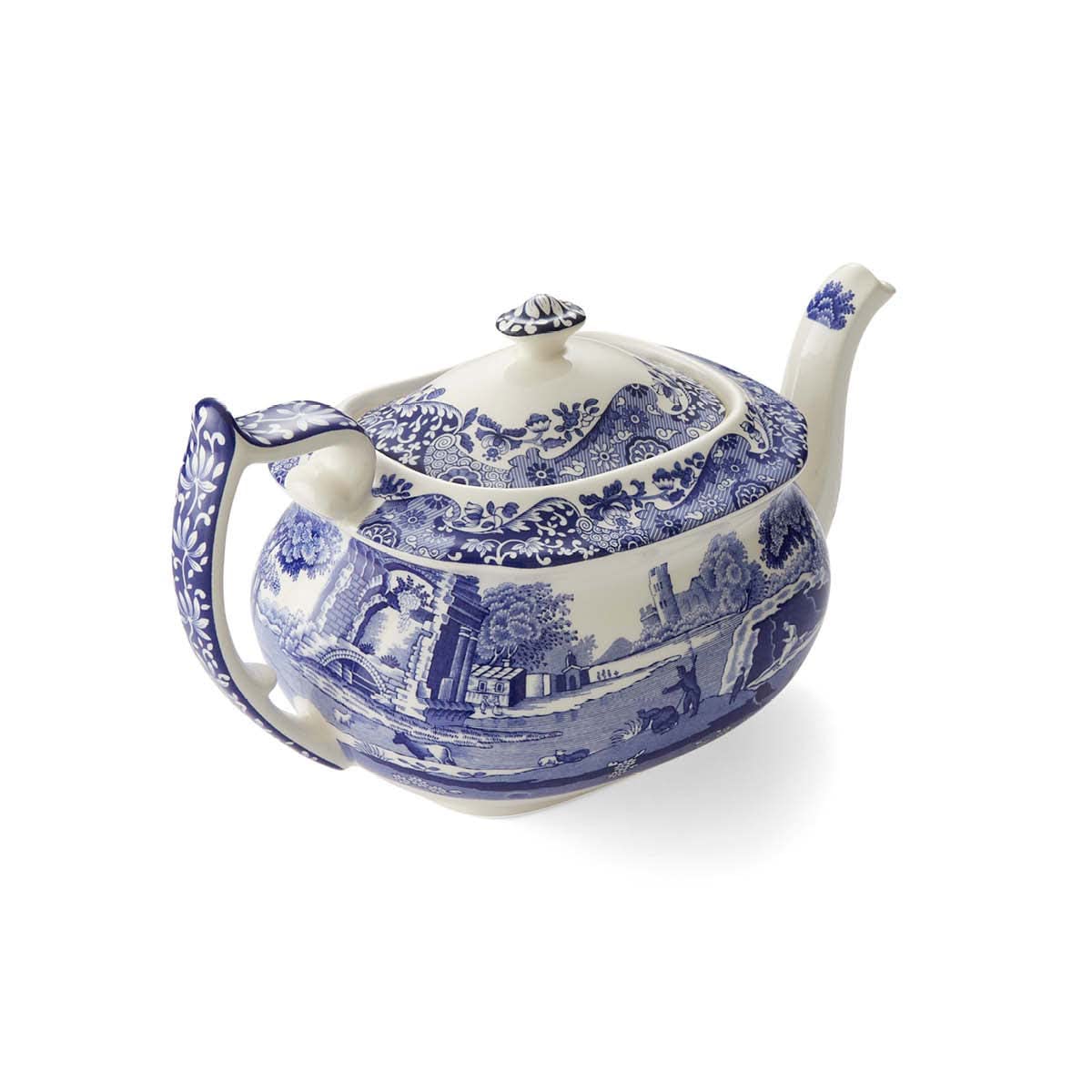 Spode Blue Italian Collection Teapot with Infuser - 40oz Earthenware Teapot, Dishwasher & Microwave Safe - English Made Blue & White Ceramic Teapot for Afternoon Tea, Gifts & Home Decor