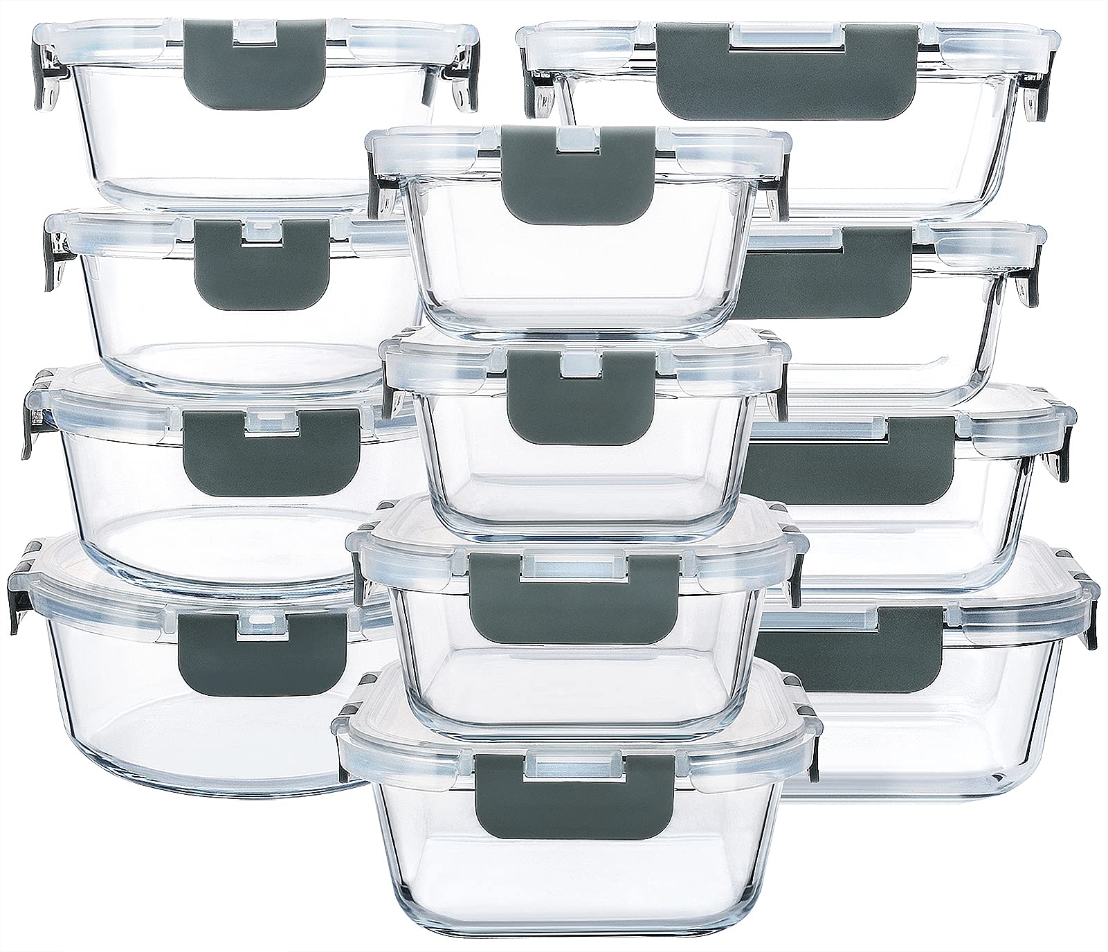 24-Piece Glass Food Storage Containers Set with Airtight Lids - BPA-Free Meal Prep Containers for Microwave, Oven, Freezer & Dishwasher Safe - Perfect for Meal Prepping, Leftovers & Kitchen Organization