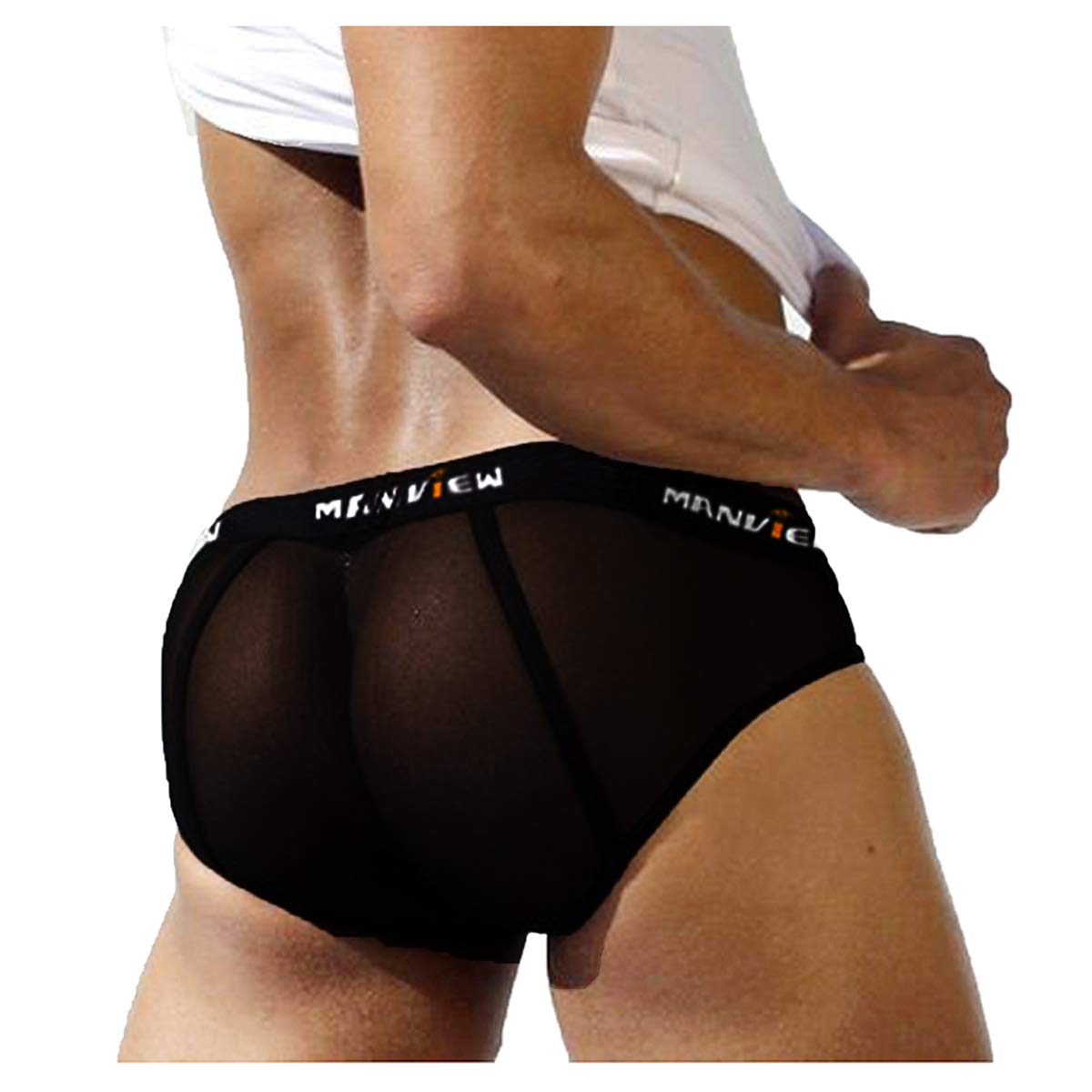 Breathable Transparent Mesh Men's Briefs Underwear - XX-Large Black - Comfortable for Daily Wear, Gym & Sports