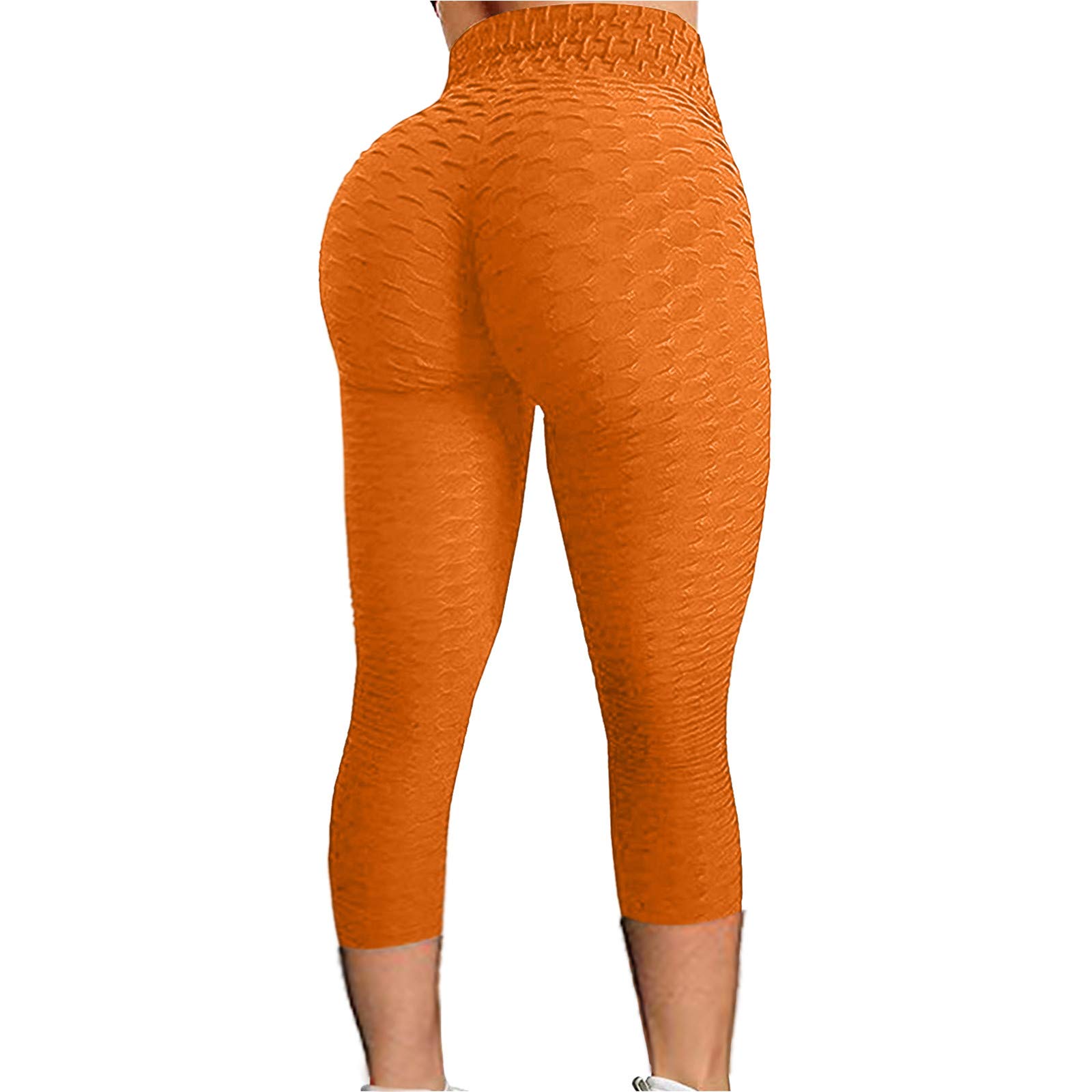 Forwelly Women's High Waist 3/4 Length Yoga Pants - Stretchy Workout Leggings with Tummy Control & Hip Lifting for Running, Gym & Lounge Wear