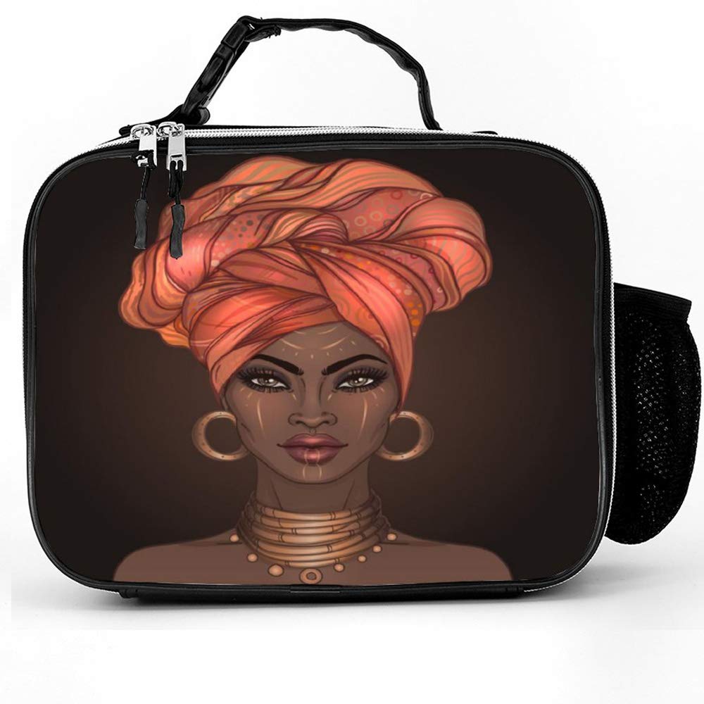 Cute Dog & Puppy Insulated Lunch Box - Reusable Thermal School Lunch Cooler Tote for Kids & Women | Leakproof, Waterproof & Personalized | Perfect for School, Work, Picnics & Outdoor Activities (African Print Design)