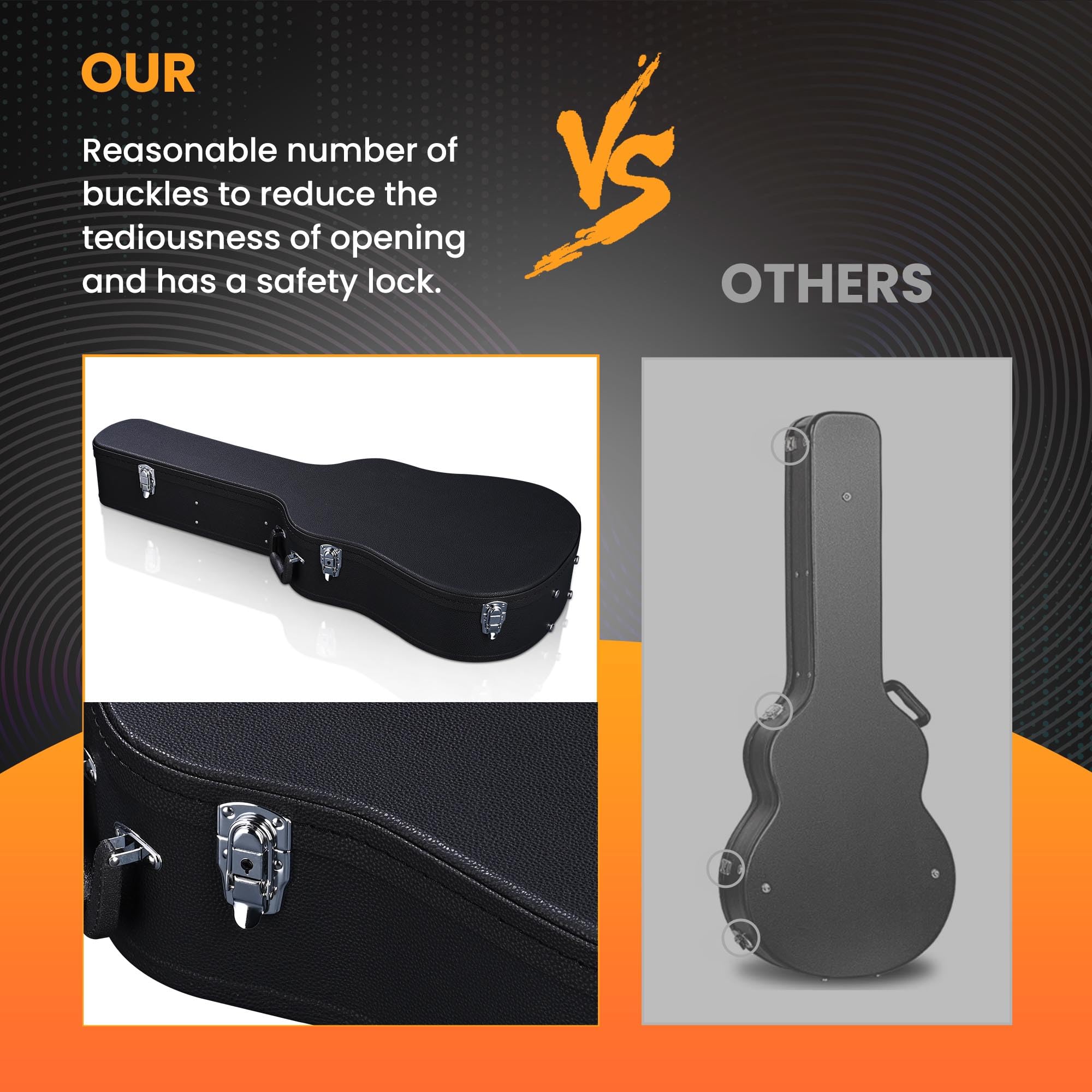 Premium AW Hard Dreadnought Acoustic Guitar Case - 41 Inch Wooden Hardshell with Lock & Accessory Compartment | Airline Approved Travel Protection | Perfect for Musicians, Performers & Frequent Flyers | Black