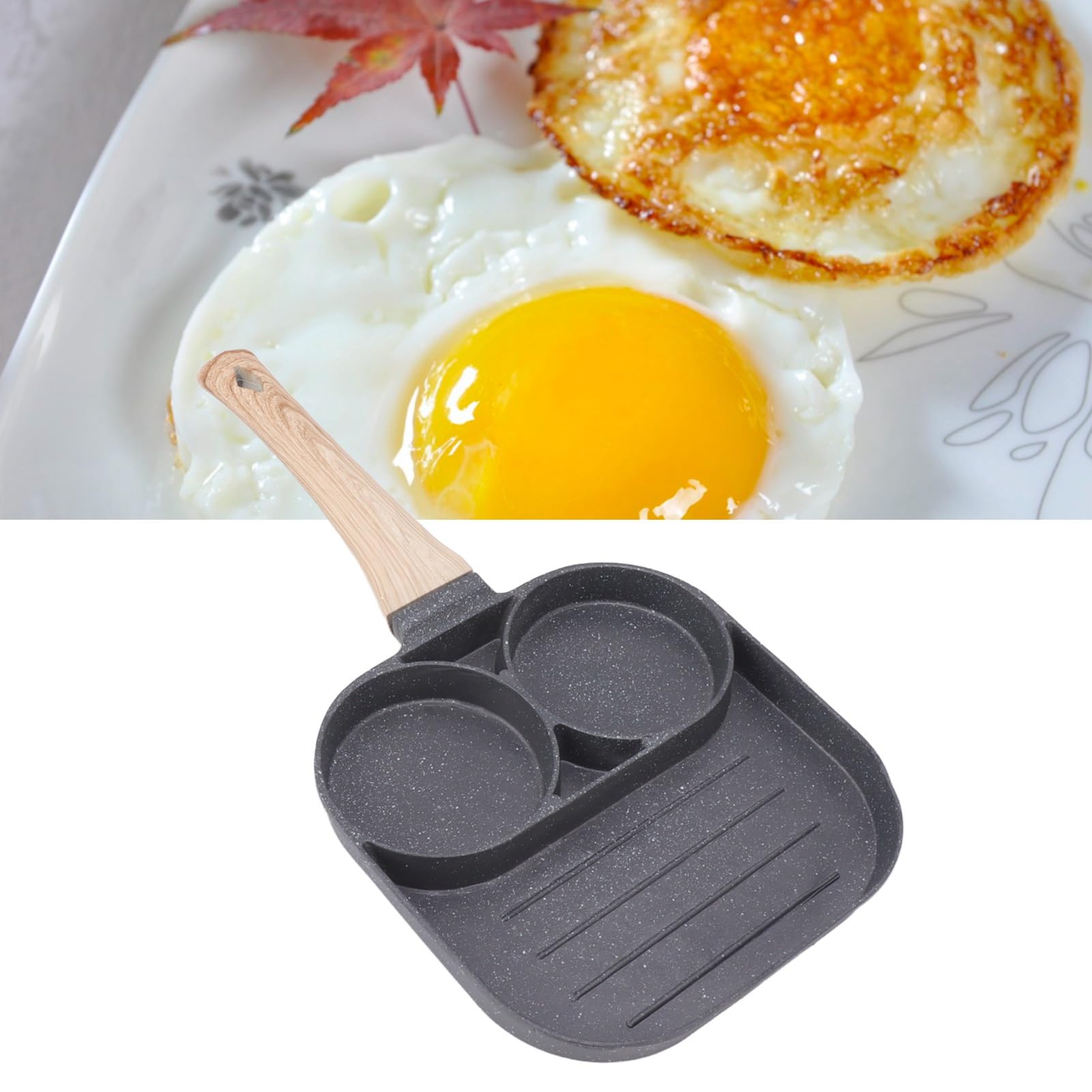 Nonstick Egg Frying Pan - 2 Cup Aluminum Omelette & Pancake Pan for Gas & Induction Stoves - Perfect for Breakfast Eggs, Sandwiches & Quick Meals