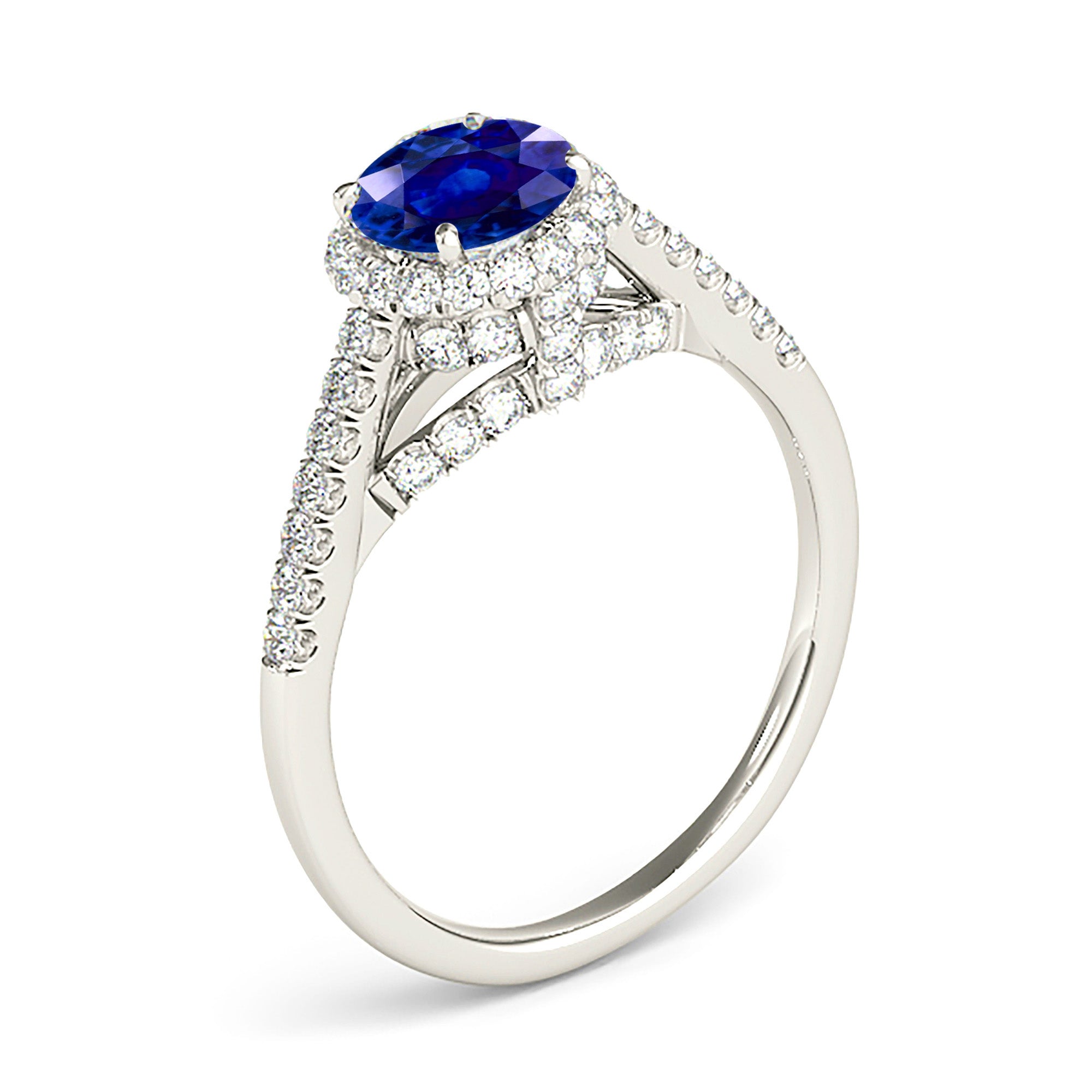 1.35 Carat Genuine Blue Sapphire Halo Ring - 925 Sterling Silver Engagement Ring for Women, Perfect for Proposals, Anniversaries & Special Occasions