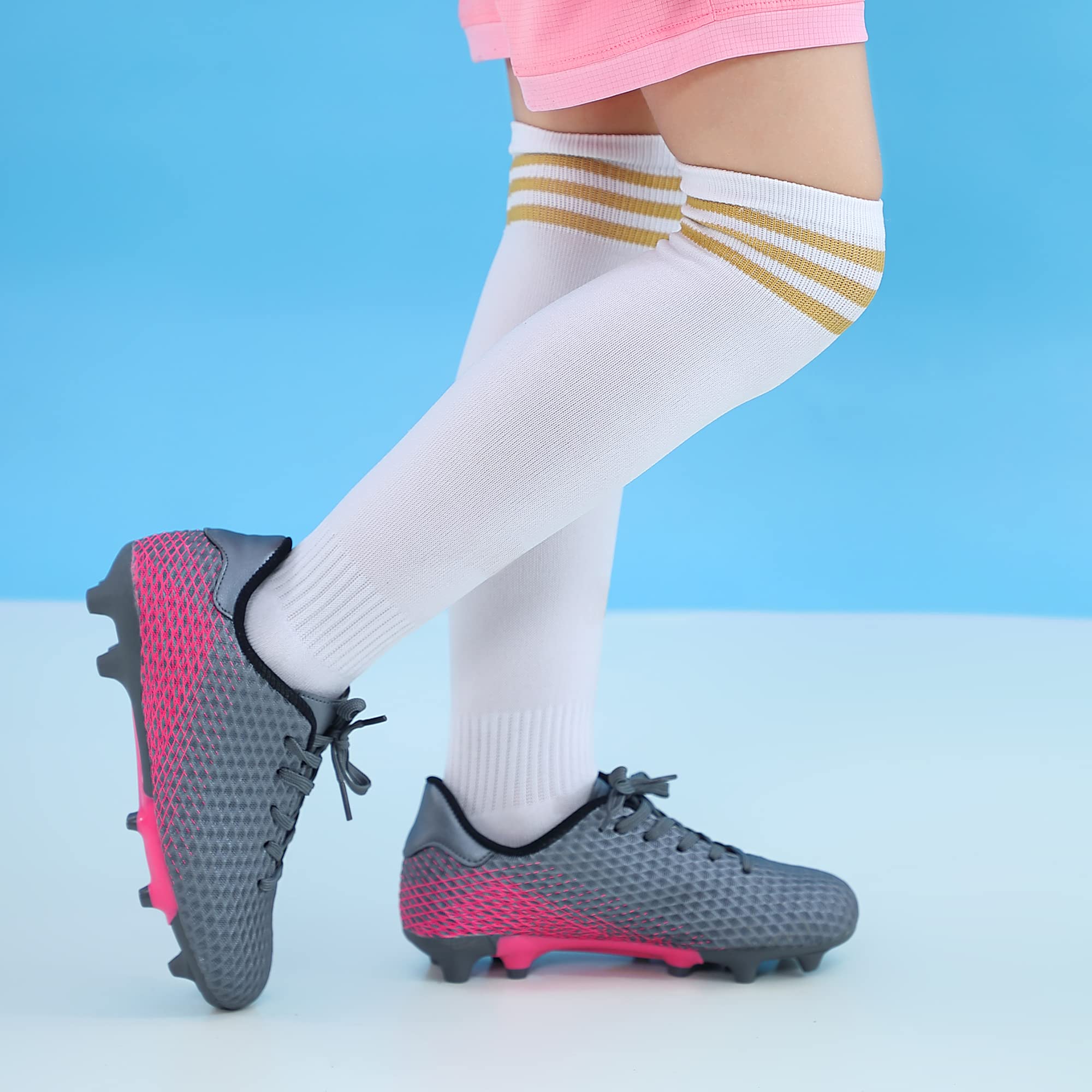 Hawkwell Kids Firm Ground Soccer Cleats - Comfortable Athletic Shoes for Toddler, Little Kid & Big Kid - Perfect for Outdoor Games, Training & Youth Soccer Matches