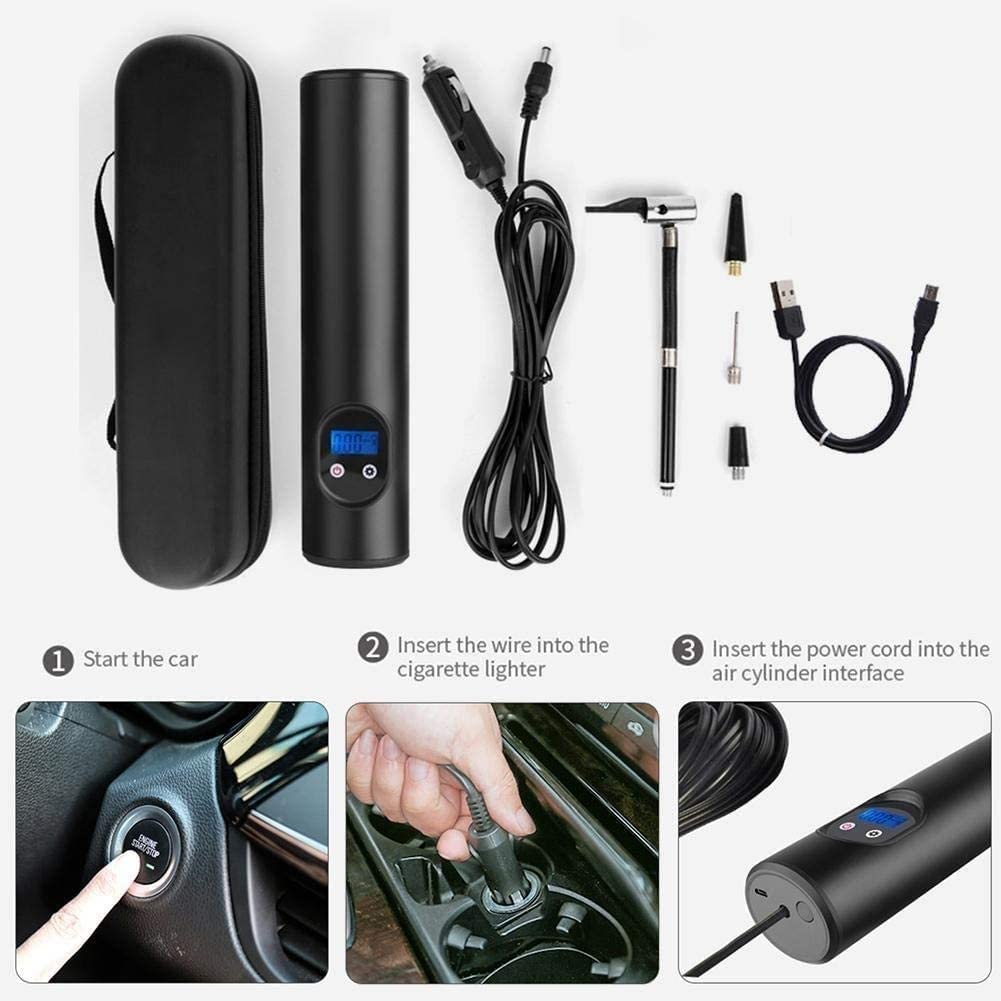 Portable 12V Digital Air Compressor Tire Inflator Pump - 150 PSI Fast Inflation, LED Flashlight, Compact Car Air Pump for Tires, Bikes, Sports Balls (Gray) - Perfect for Roadside Emergencies & Outdoor Adventures