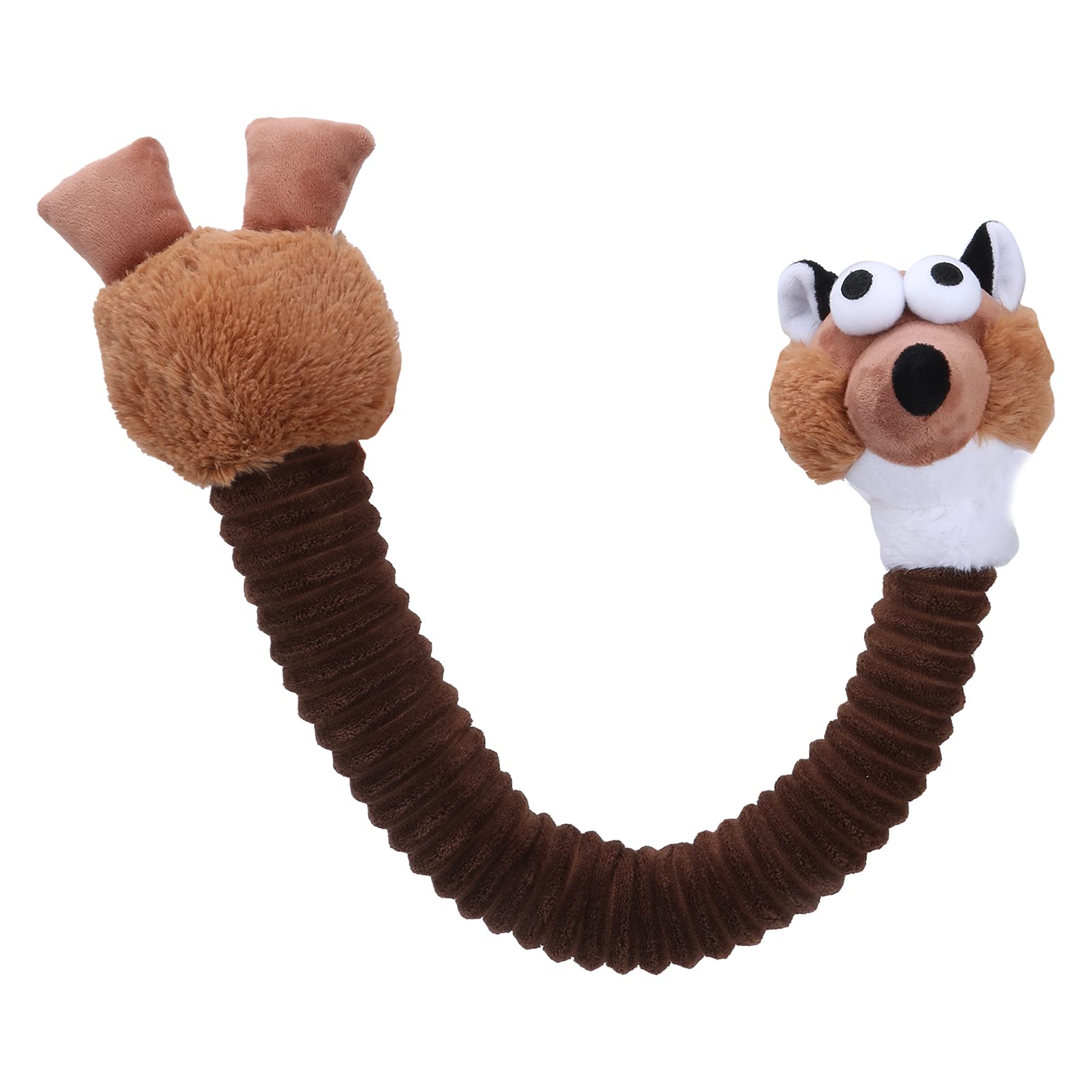 FECAMOS Brown Corduroy Squeaky Dog Toy - Durable Bite-Resistant Chew Toy for Small & Medium Dogs - Perfect for Teething, Playtime & Training Sessions