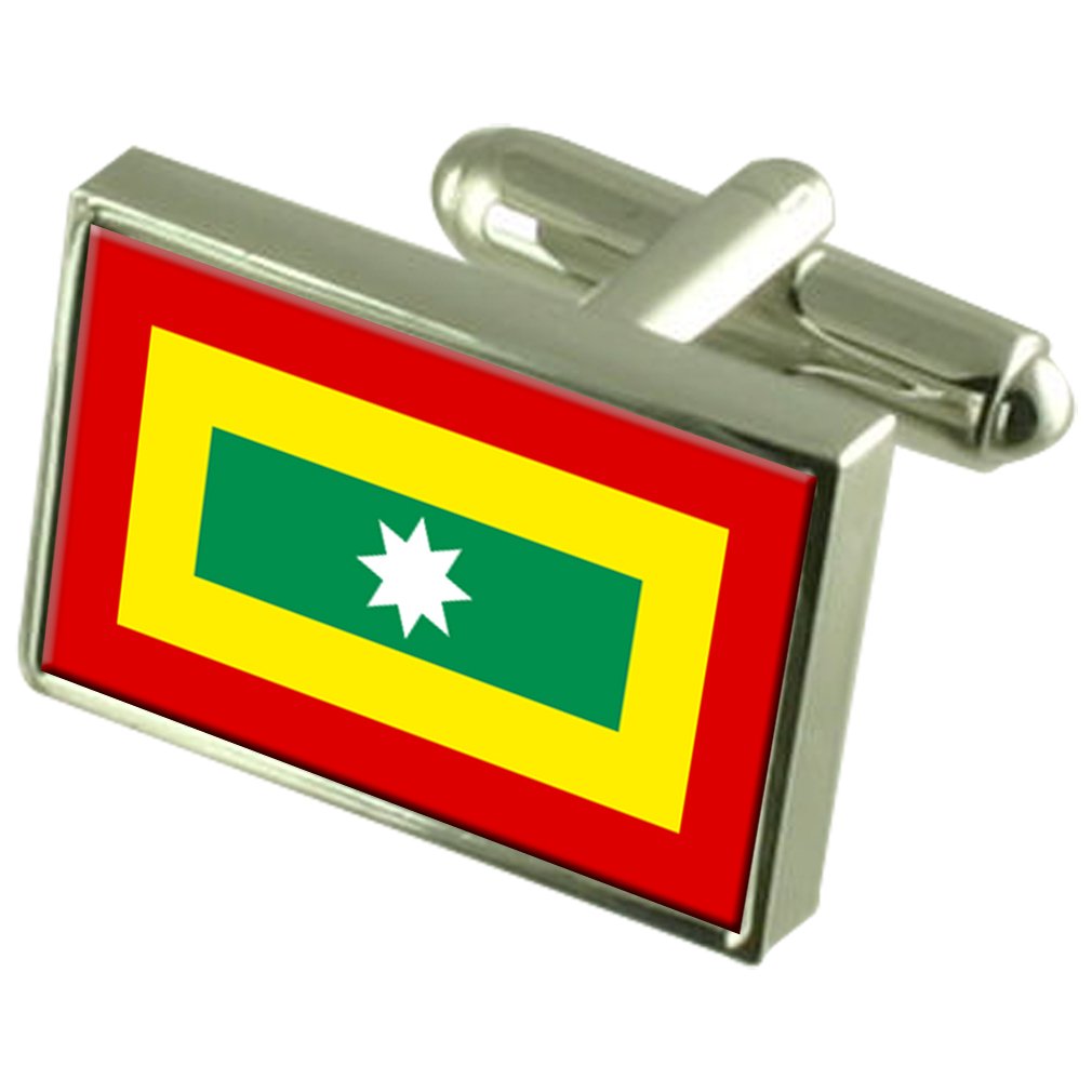 Cartagena de Indias Colombia Flag Cufflinks - Engraved Gift Box for Men - Perfect for Weddings, Business Meetings & Formal Events