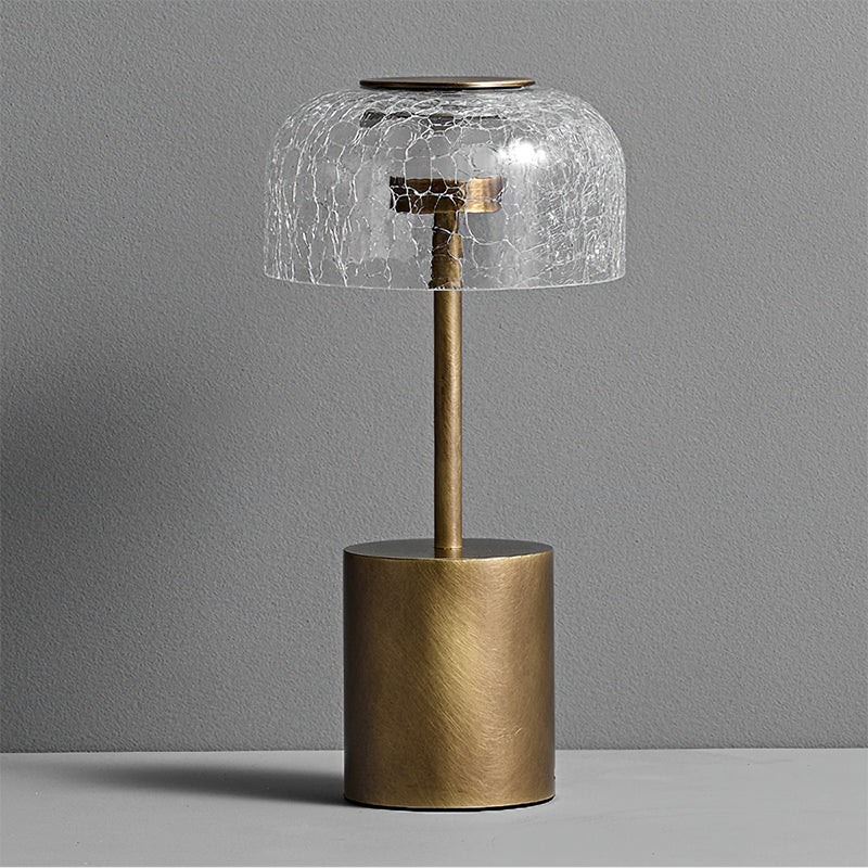 Rechargeable Crackle Glass Table Lamp with Built-in Battery - Perfect for Bedroom Nightstand, Living Room, and Office Desk Lighting