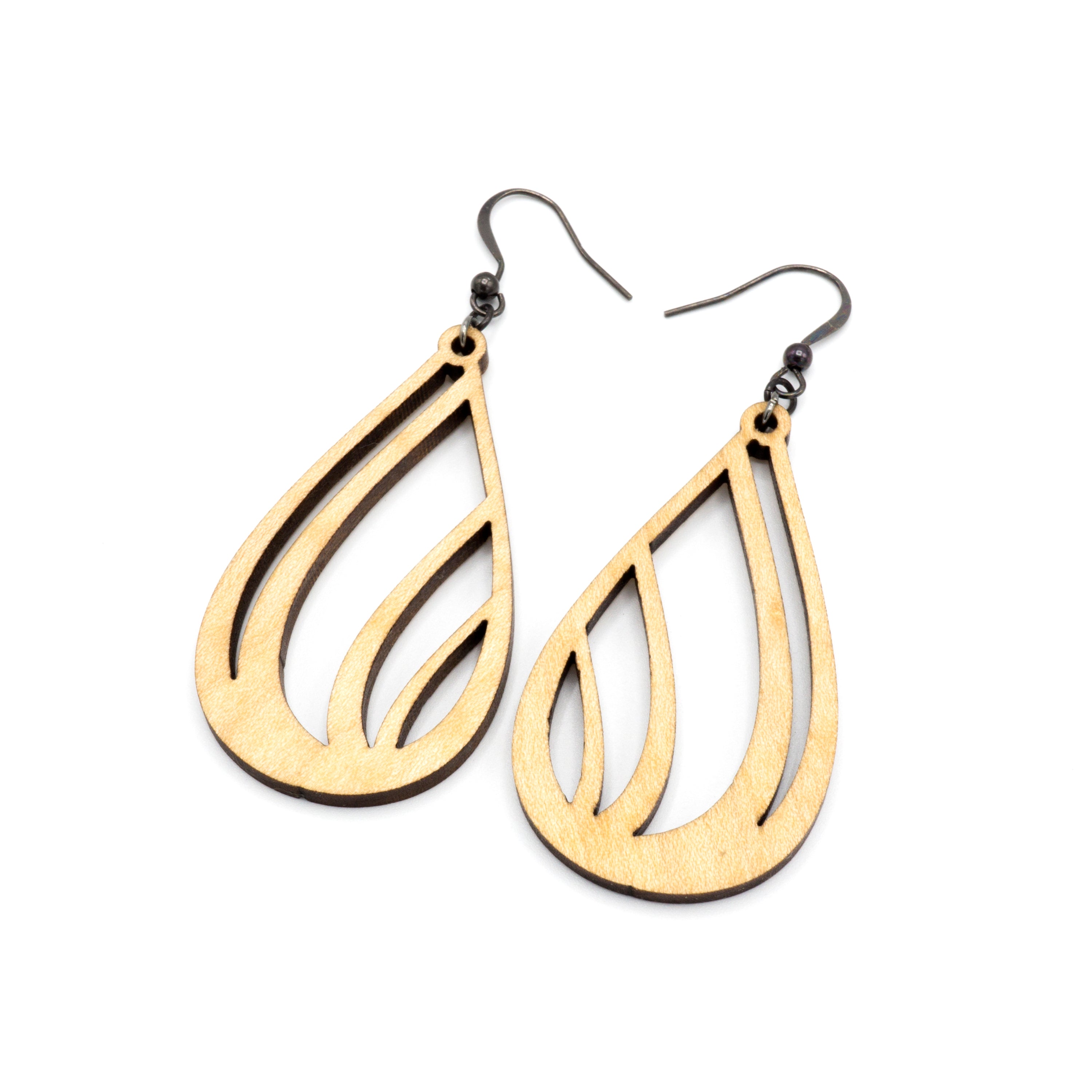 Handmade Maple Wood Earrings - Lightweight & Hypoallergenic Drop 03 [S] // Boho Chic Dangle Earrings for Women - Perfect for Casual Wear, Parties & Special Occasions