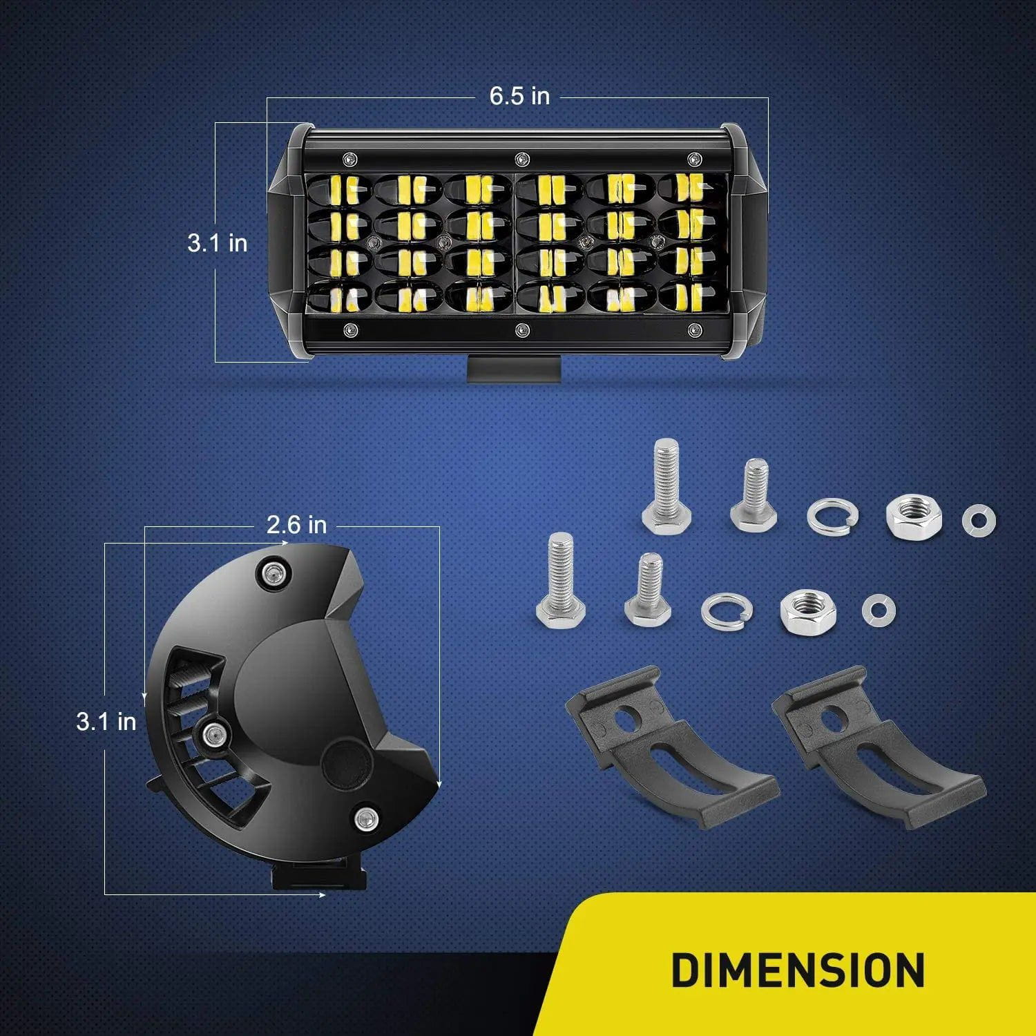 6.5 Inch 72W 7200LM Quad Row LED Light Bars (Pair) - High Power Off-Road Lighting for Trucks, ATVs, UTVs & Boats - Perfect for Night Driving, Camping & Outdoor Adventures