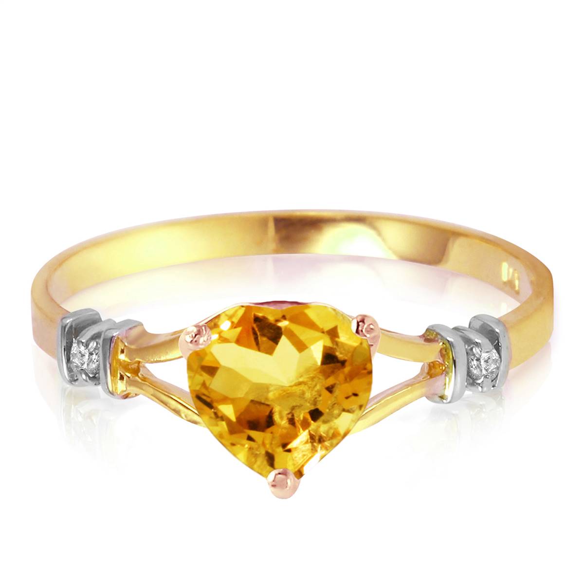 0.47 Carat 14K Solid Yellow Gold Rings with Natural Diamond & Citrine - Elegant Birthstone Jewelry for Women, Perfect for Anniversary Gifts, Valentine's Day & Special Occasions