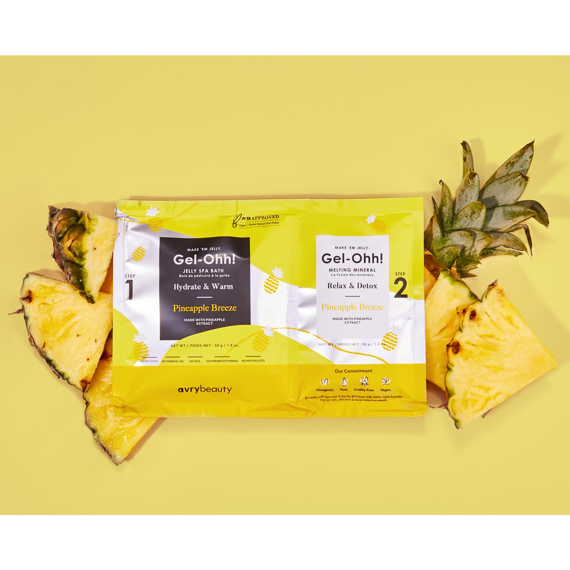 Avry Beauty Gel Ohh! Jelly Spa Pedicure Bath - Pineapple Breeze Limited Edition | Exfoliating & Moisturizing Foot Soak for Soft Feet | Perfect for Home Spa, Relaxation & Self-Care