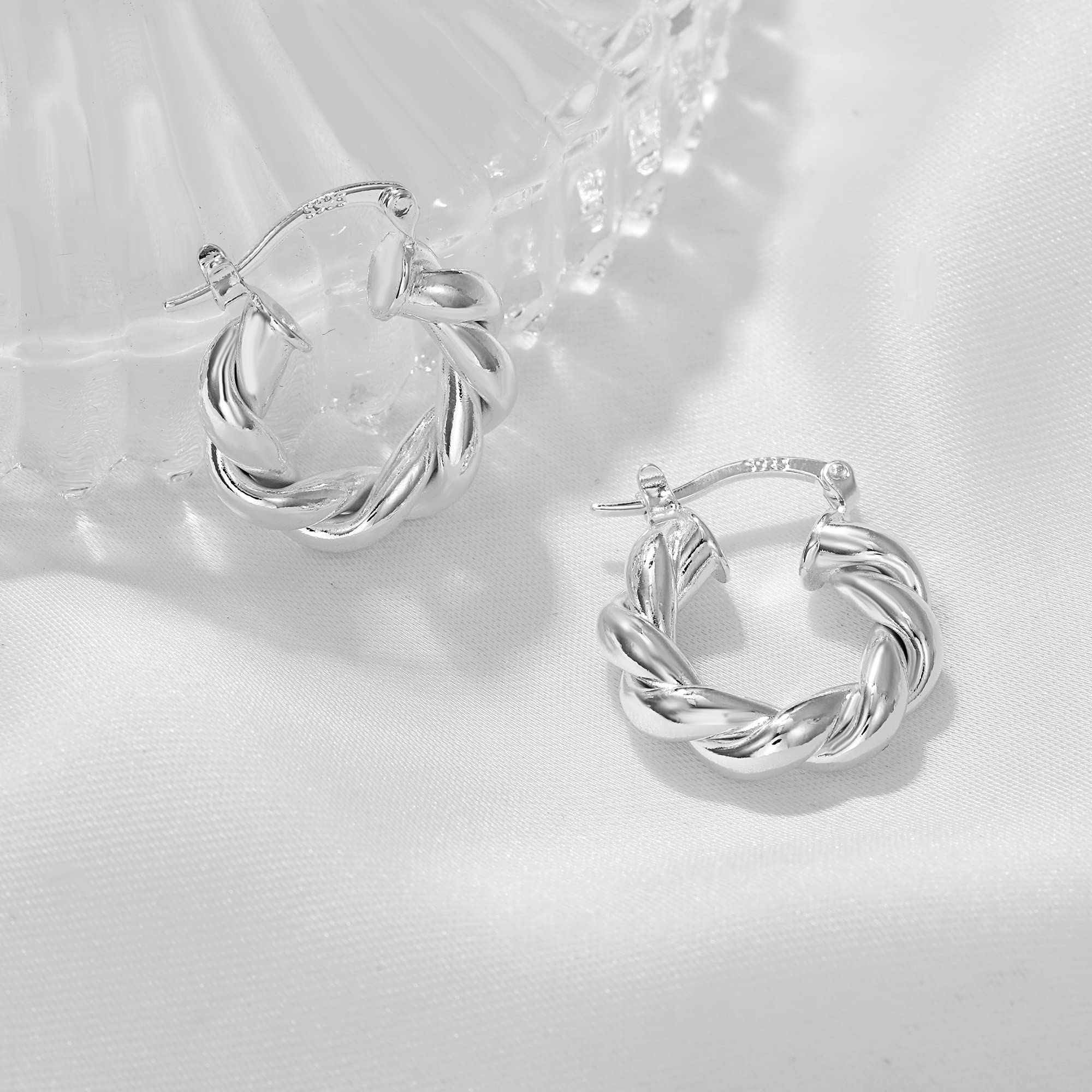 Twisted Gold Hoop Earrings for Women - Thick Chunky Hypoallergenic Vintage Twist Earrings - Big Statement Jewelry for Parties, Weddings & Everyday Wear